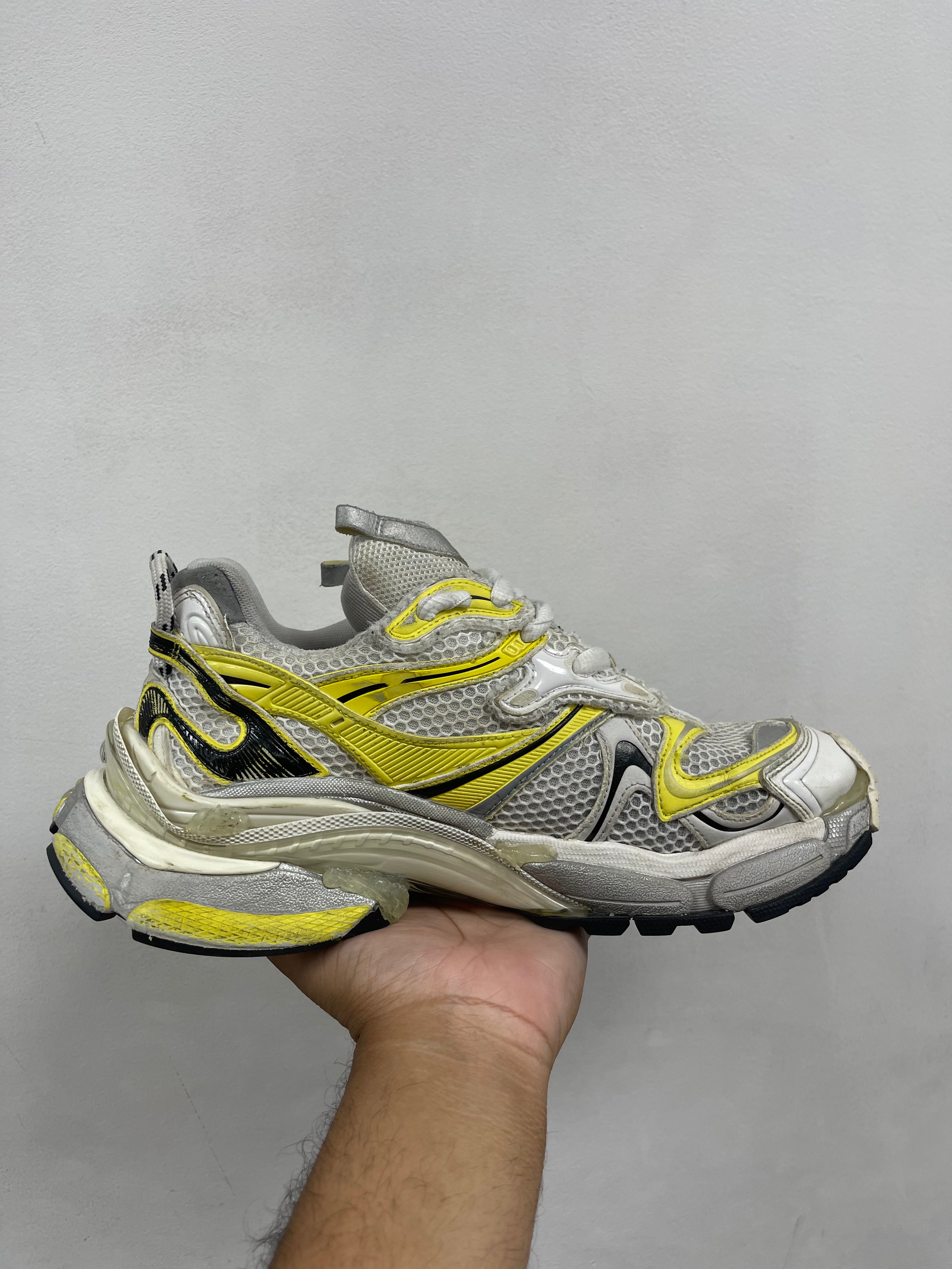Balenciaga Yellow White Mesh Runner Low Sneakers