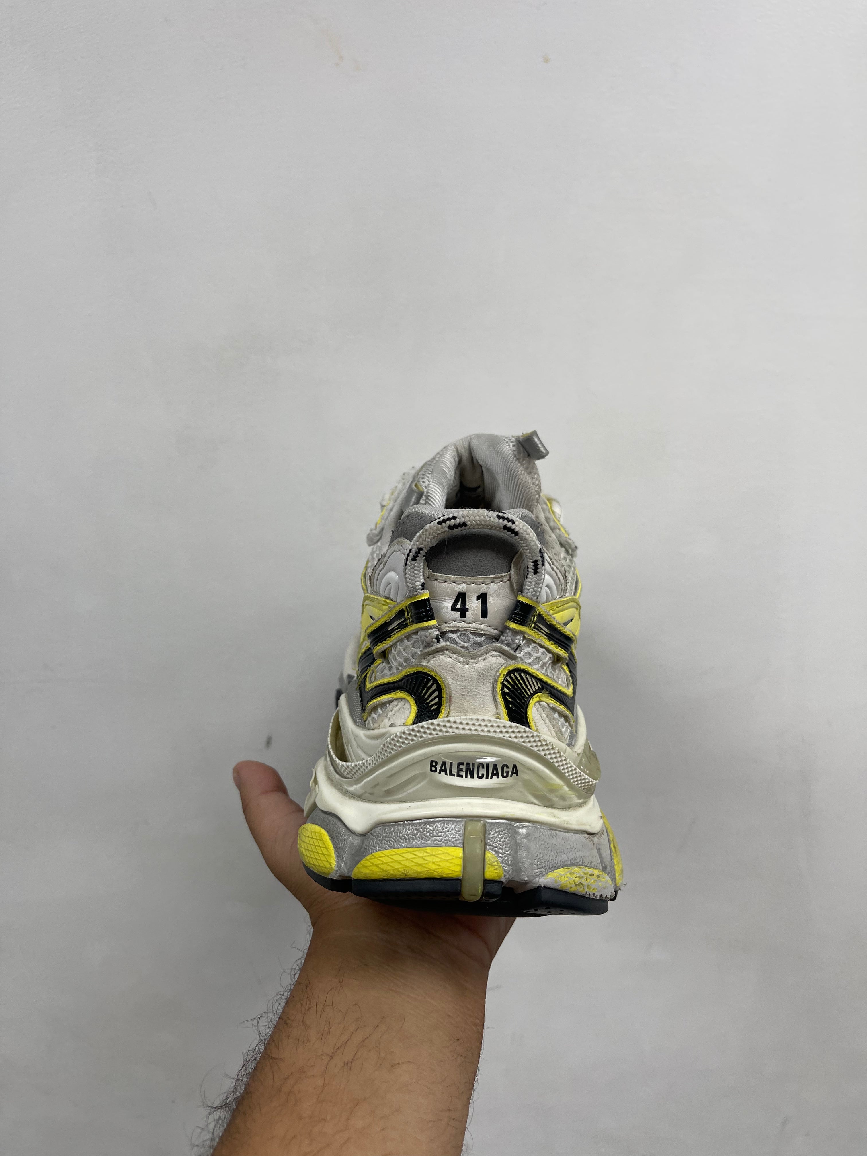 Balenciaga Yellow White Mesh Runner Low Sneakers