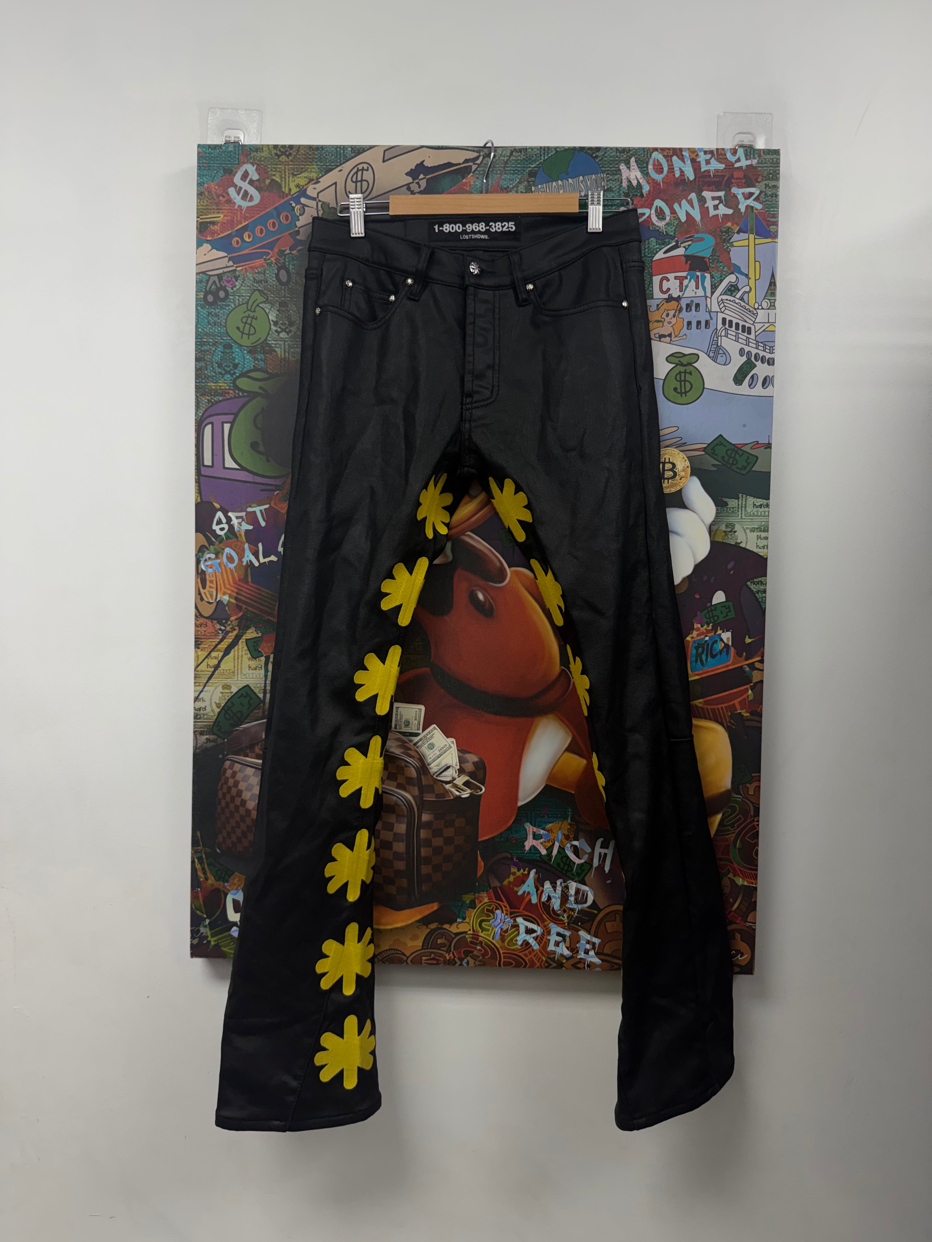 LOST SHDWS Black Yellow Wax Jeans