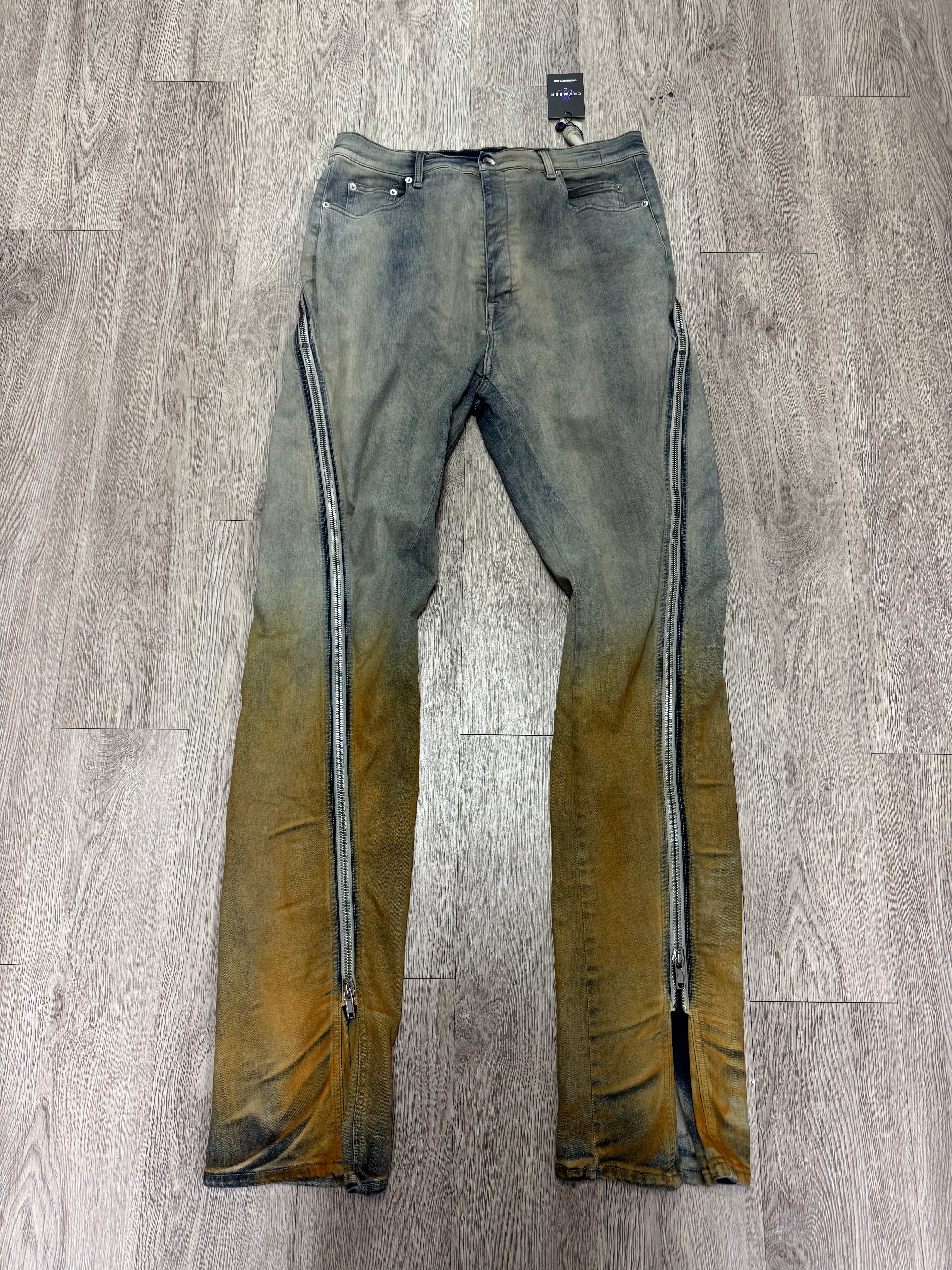 Rick Owens Rust Wash Bolan Zipper Jeans