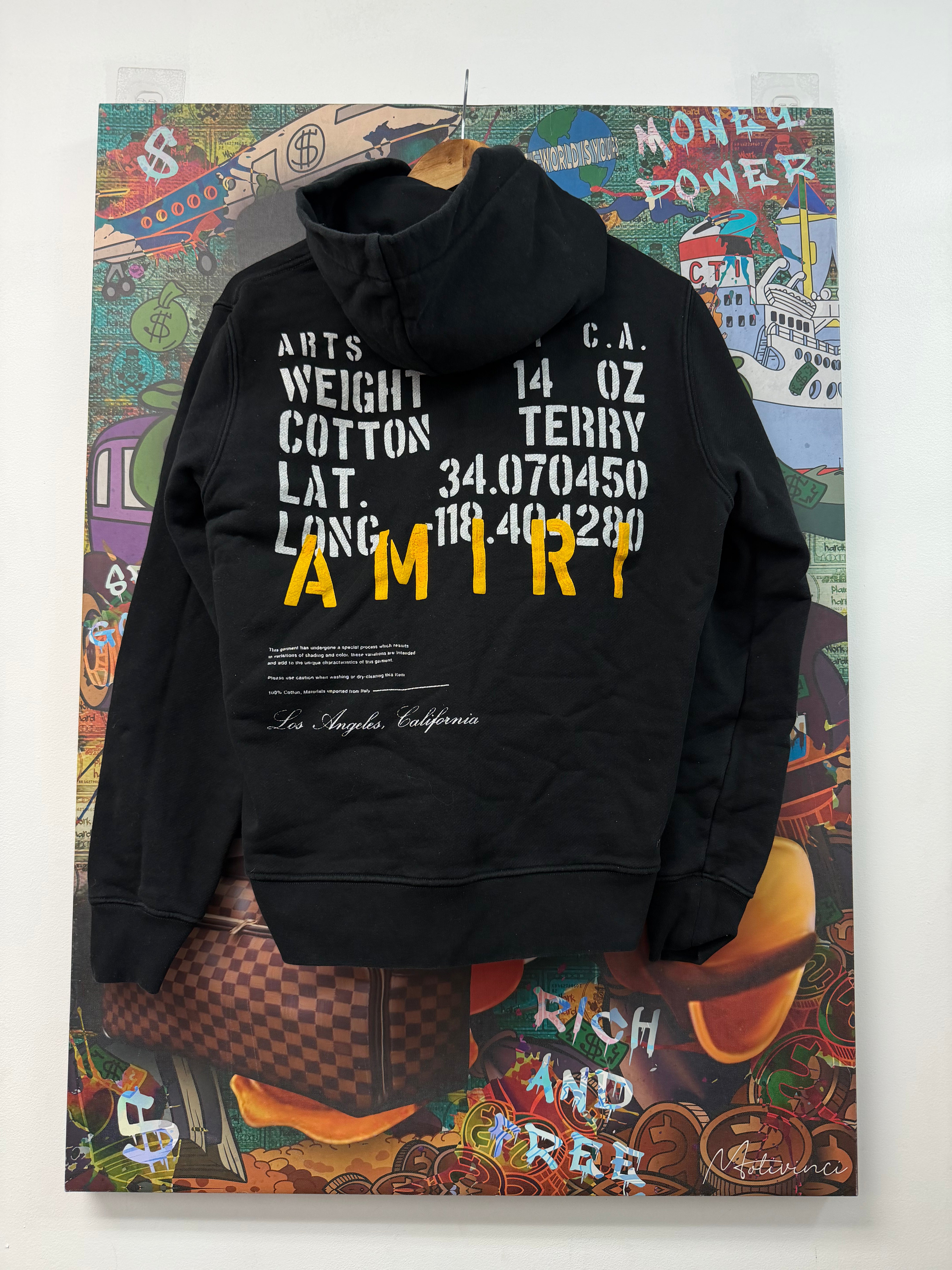 Amiri Black Yellow Script MA Hoodie