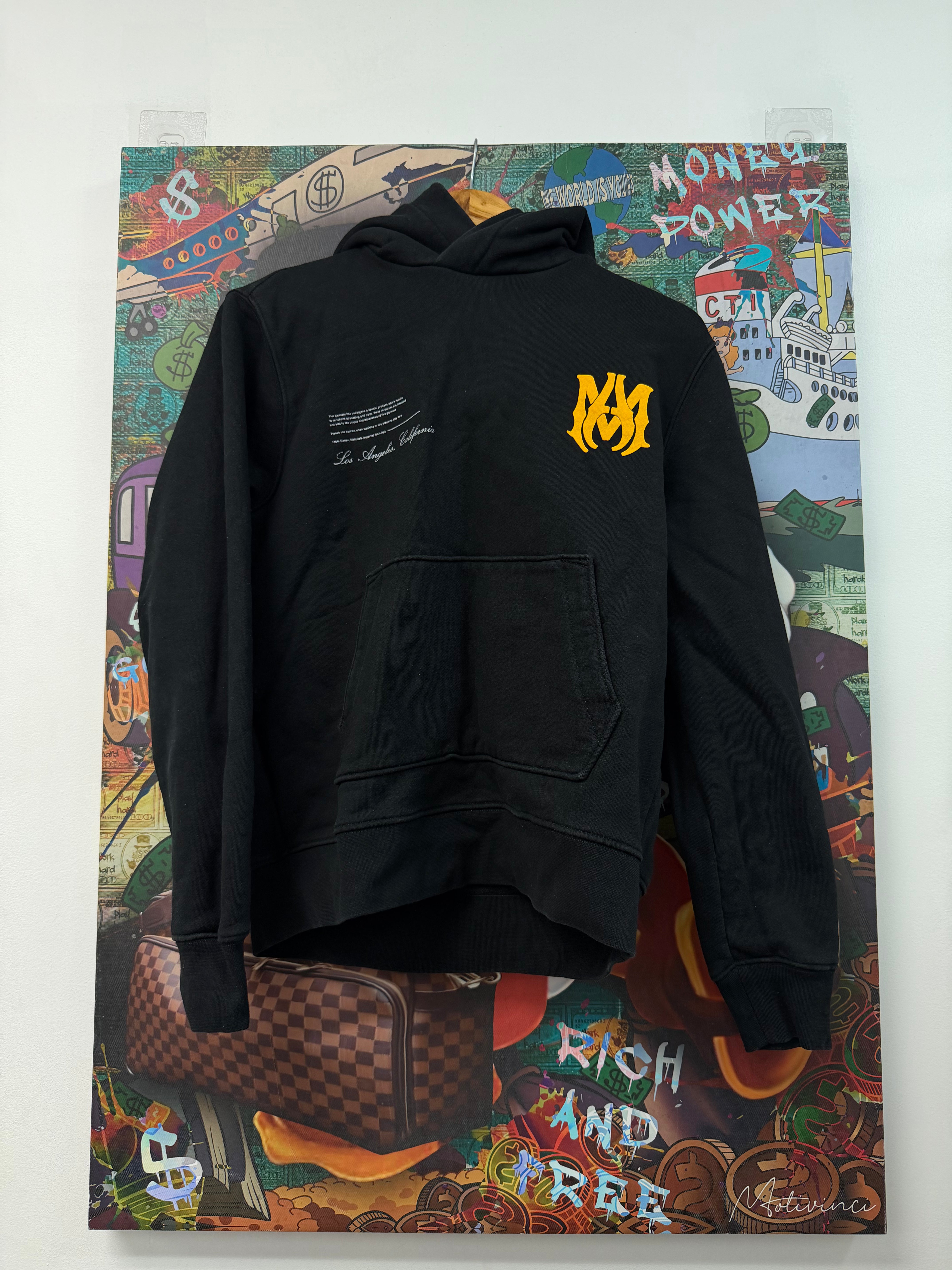 Amiri Black Yellow Script MA Hoodie