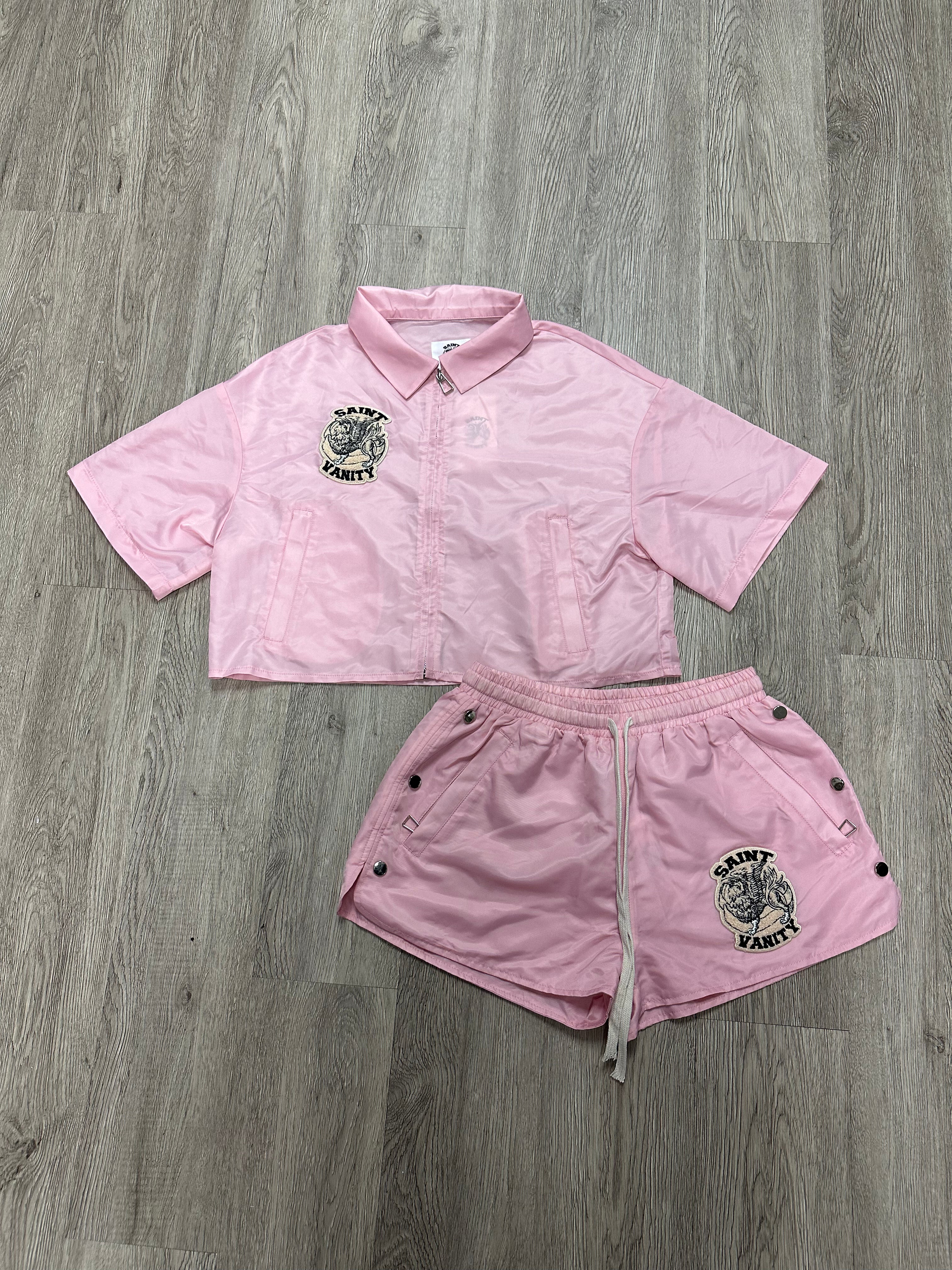 Saint Vanity Womens Nylon Track Set Pink (S-XL) New