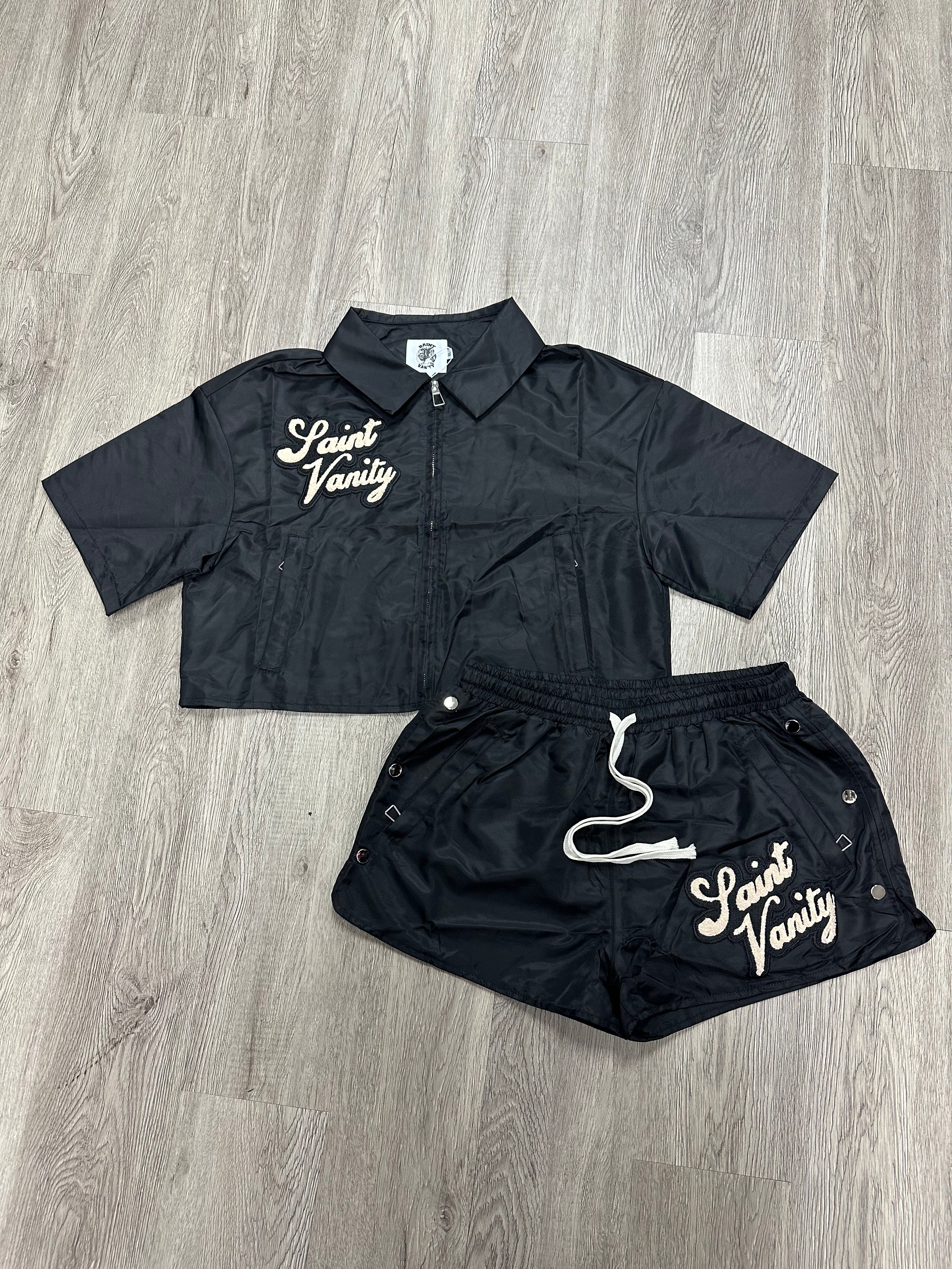 Saint Vanity Womens Nylon Track Set Black (S-XL) New