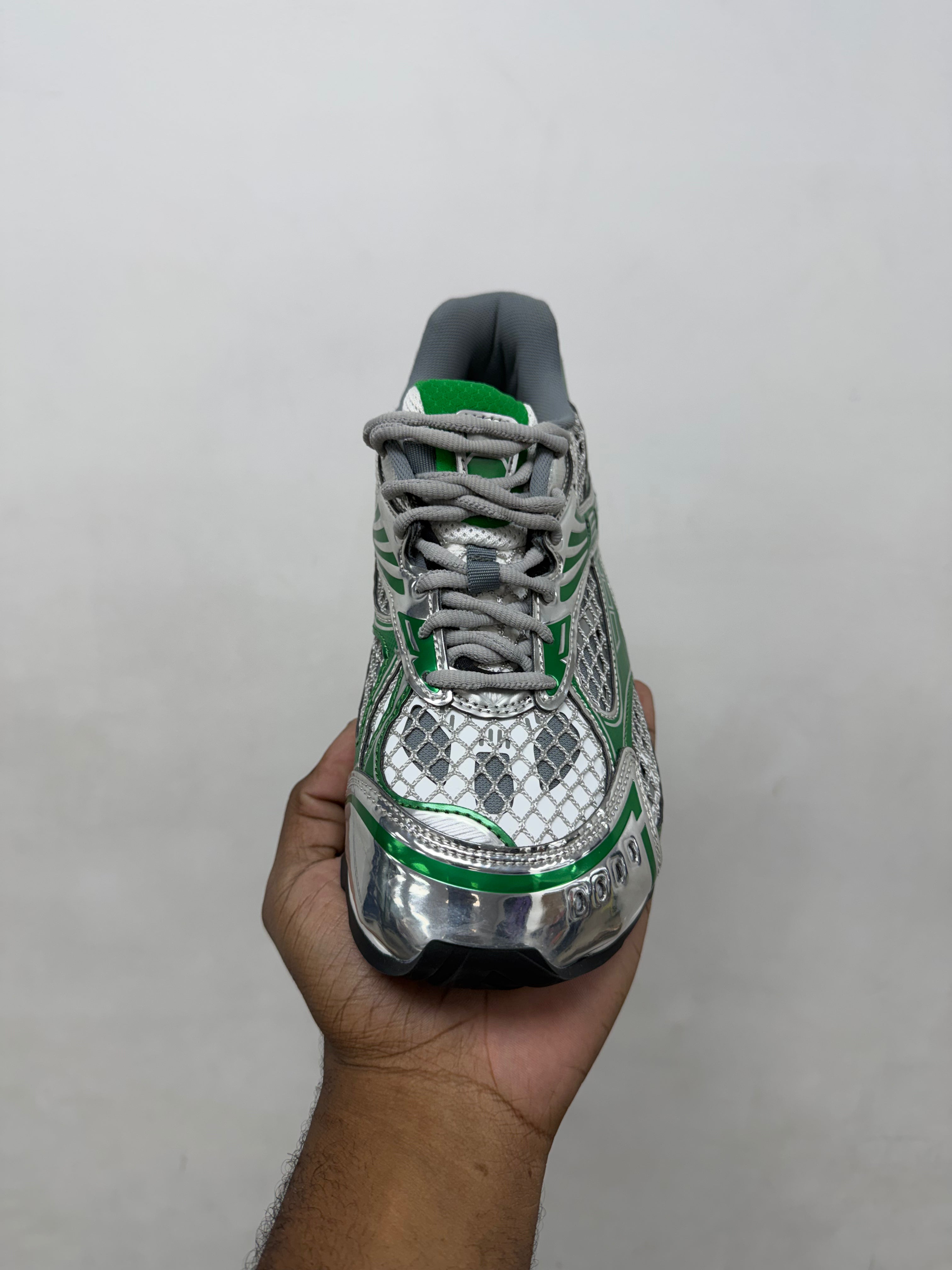 Bottega Veneta Green Silver Orbit Sneakers