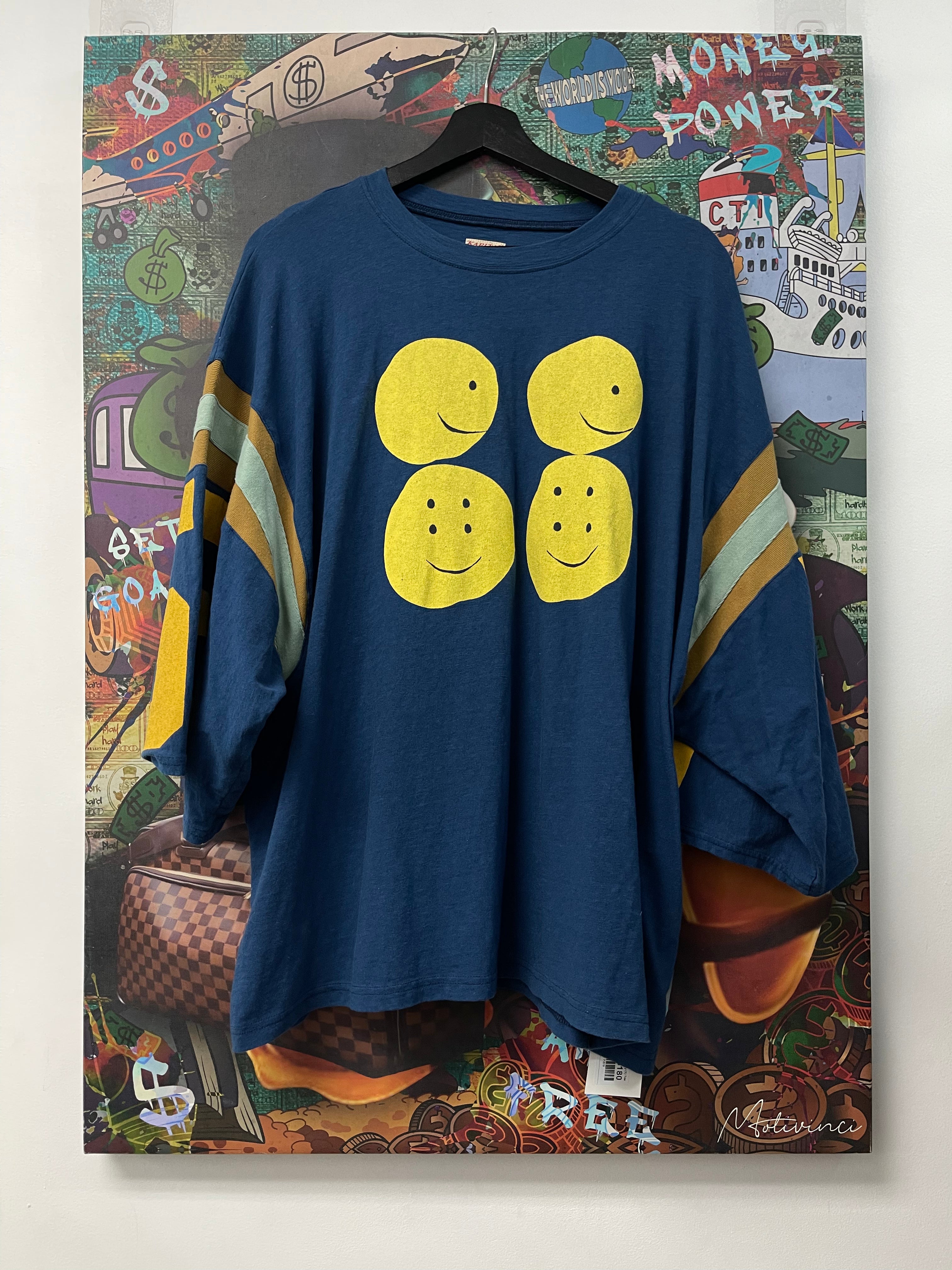 Kapital Navy Yellow Boxy Smiley (1) Tee