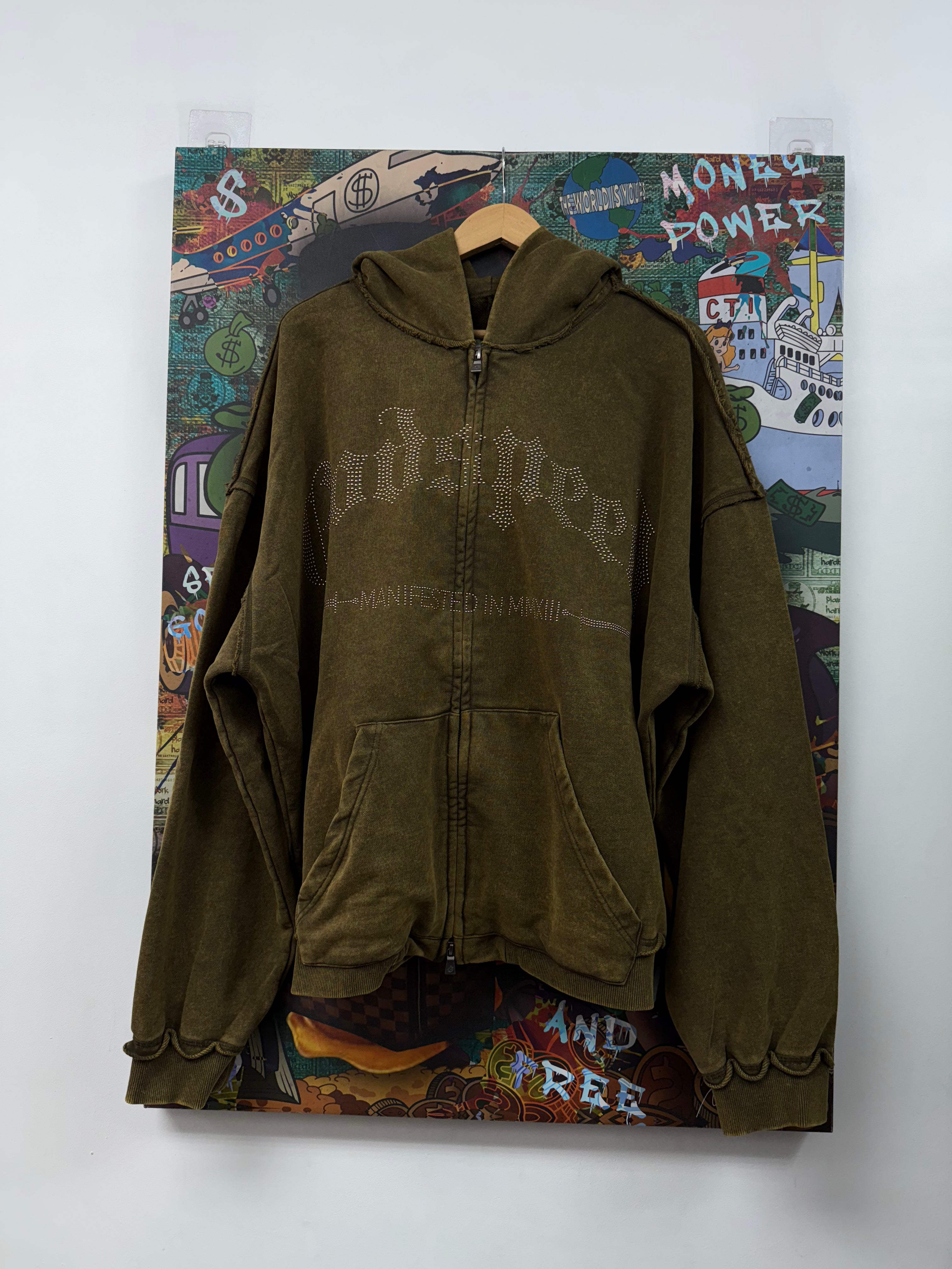 Godspeed Olive Studded Zip Up Hoodie