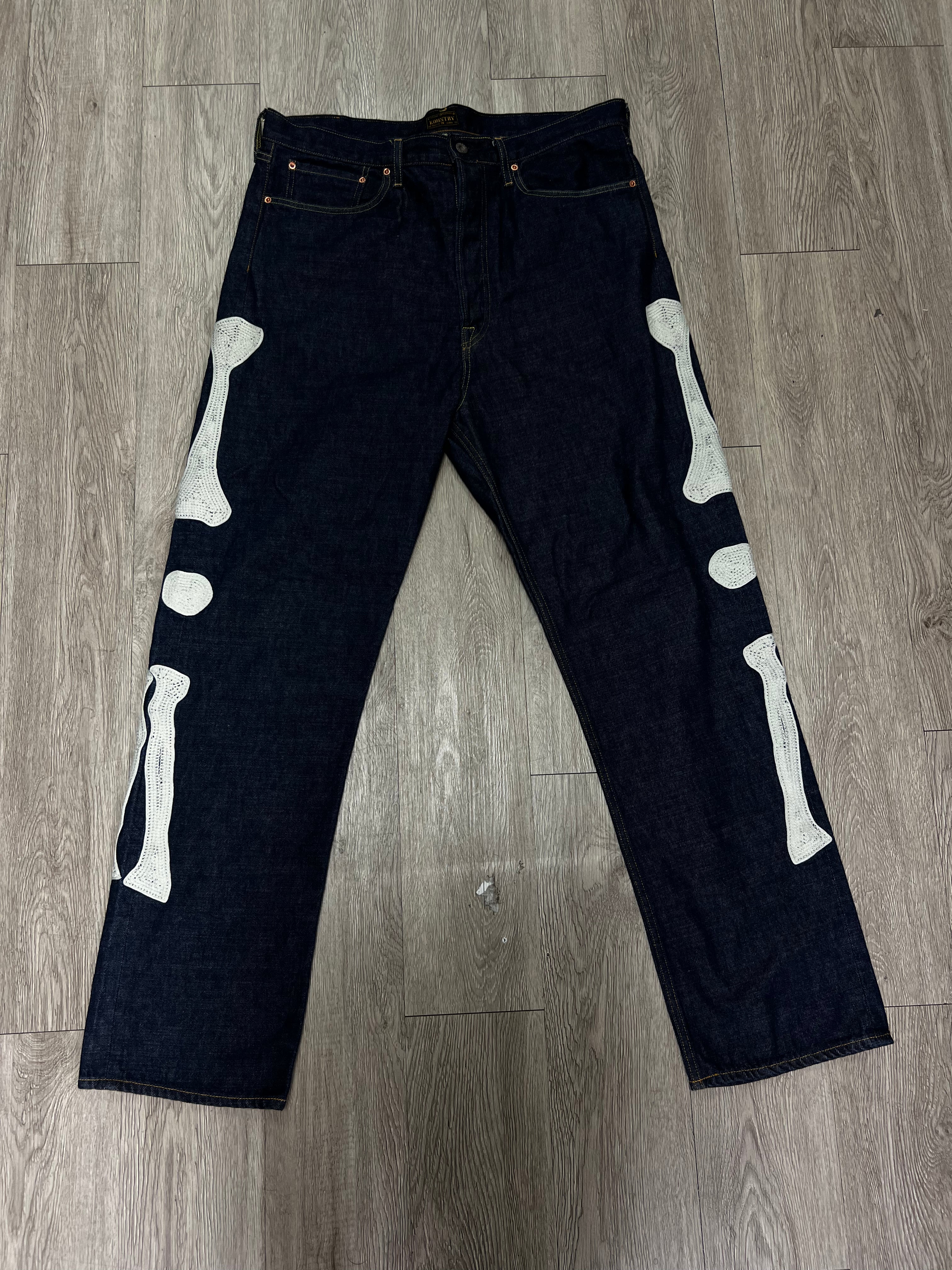 Kapital Navy Selvedge Bone Jeans
