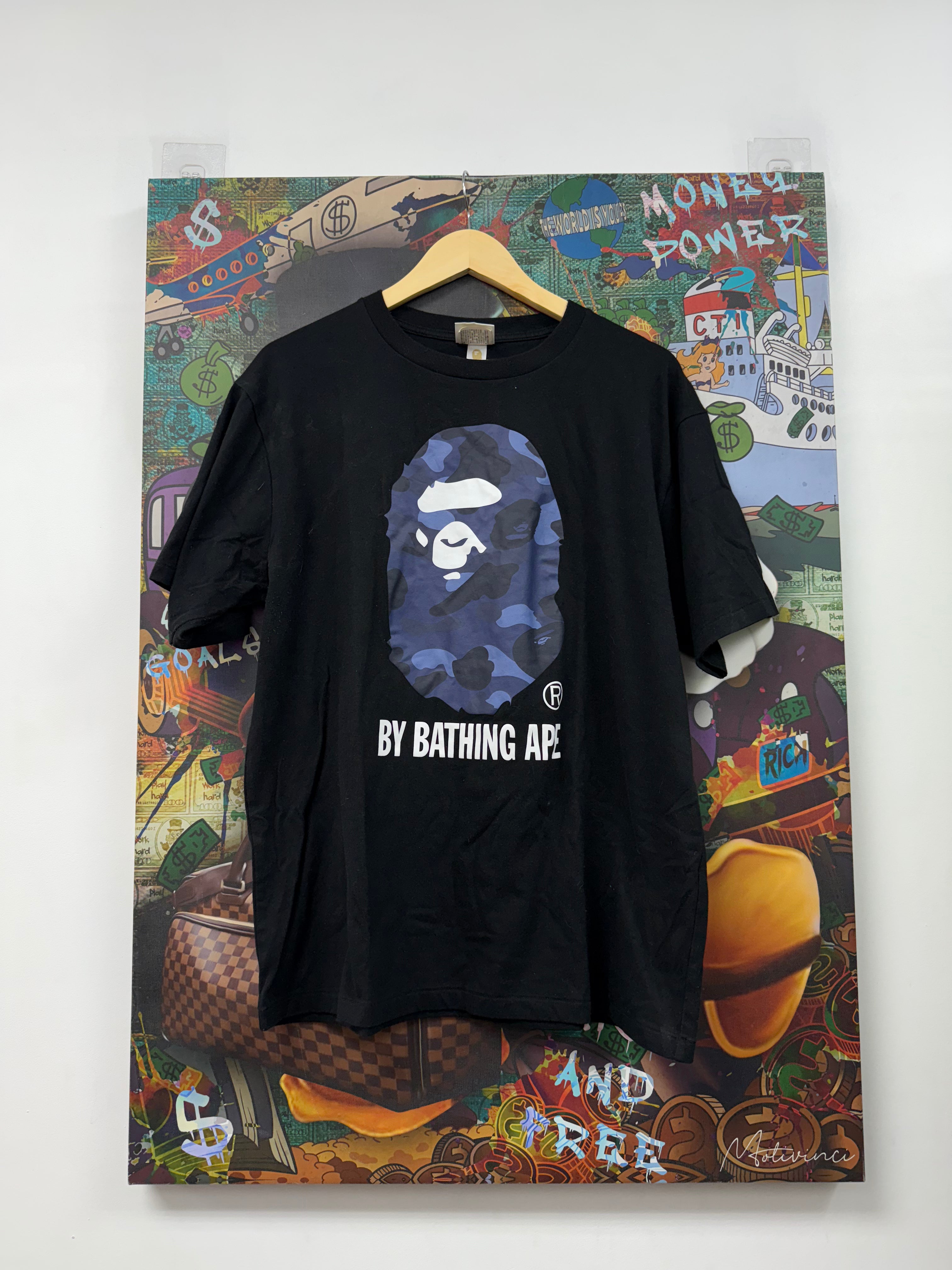 Bape Black Blue Camo Ape Head Tee