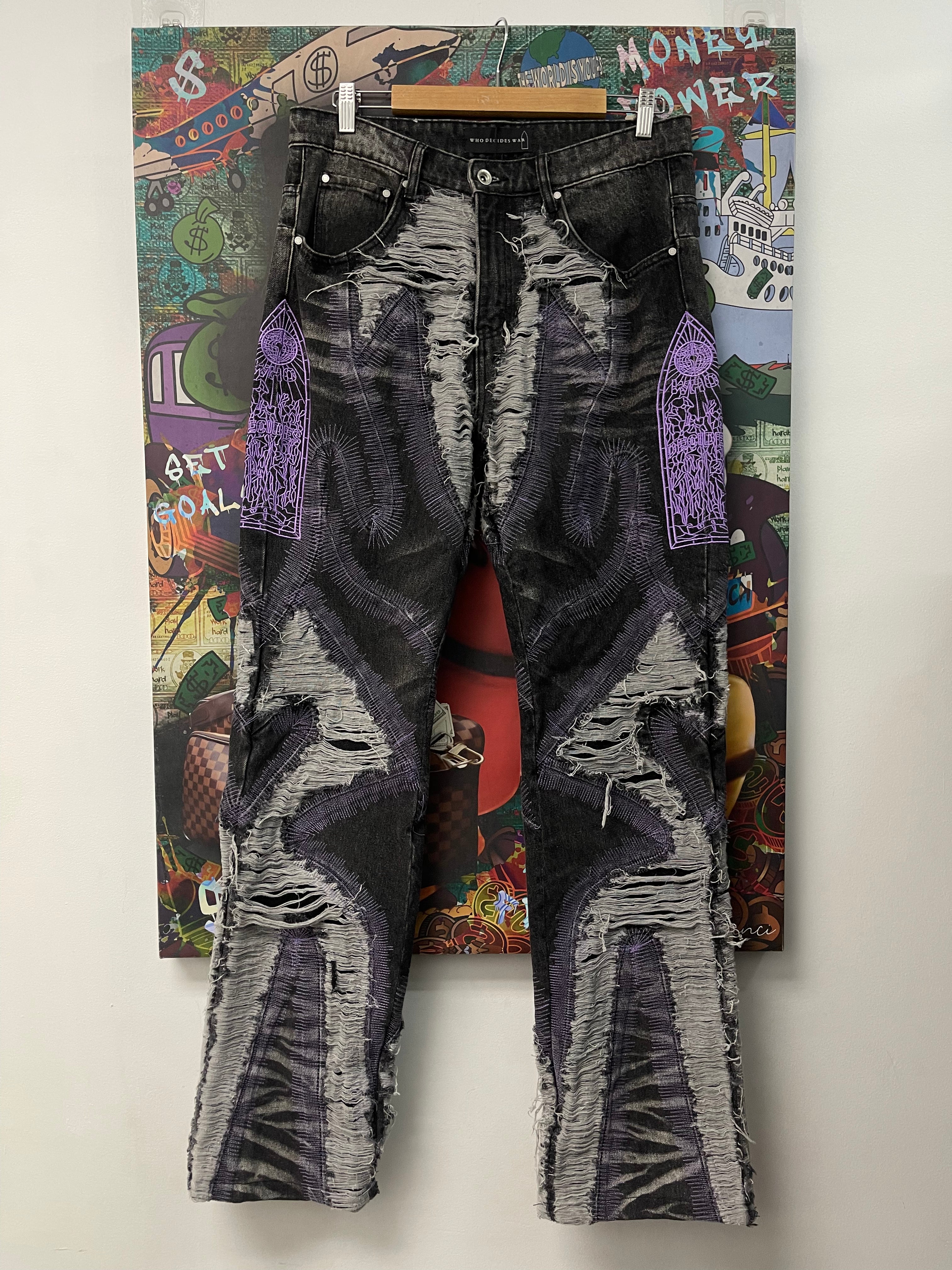 Who Decides War Black Wash Purple Stitch Jeans