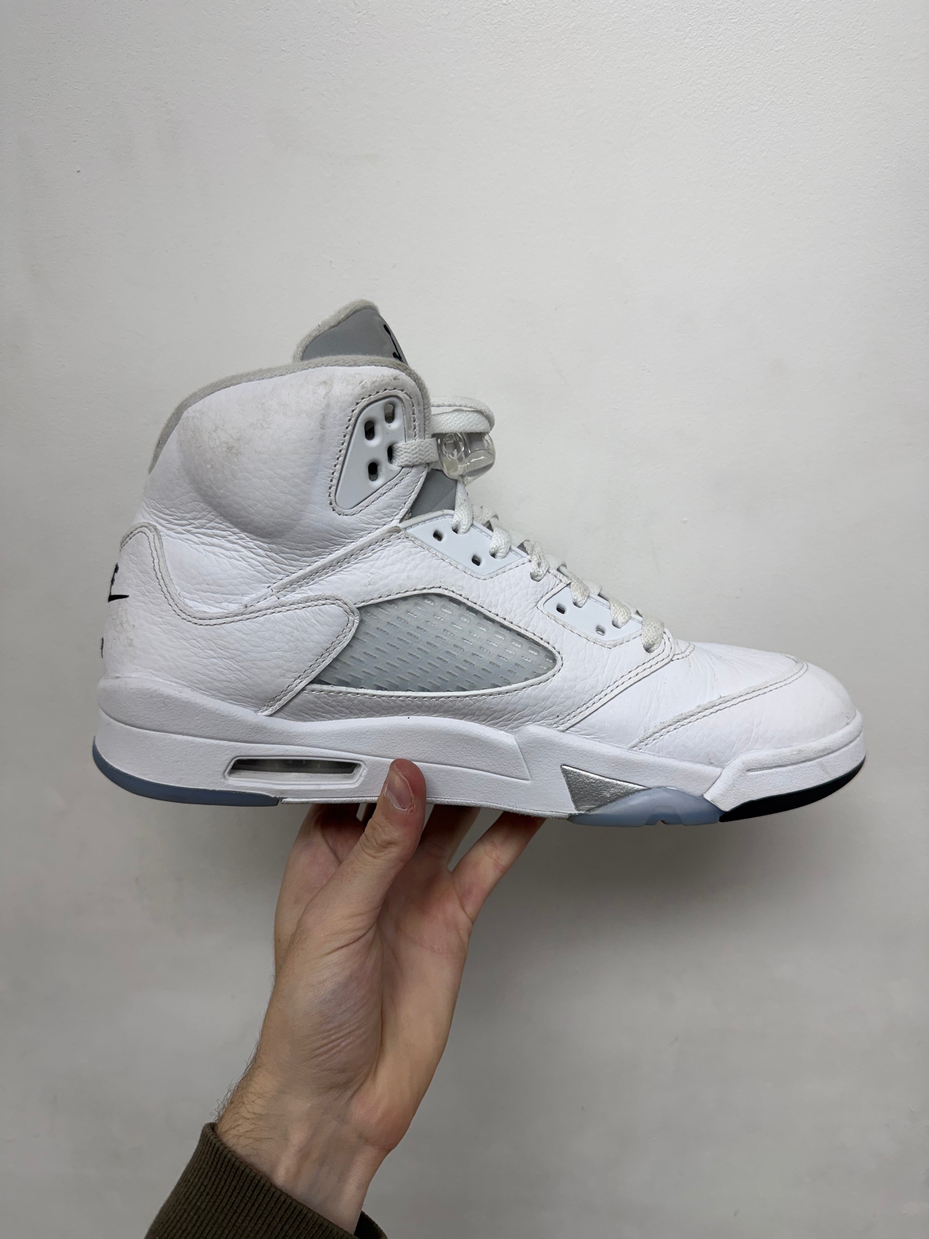Jordan 5 White Metallic Sneakers