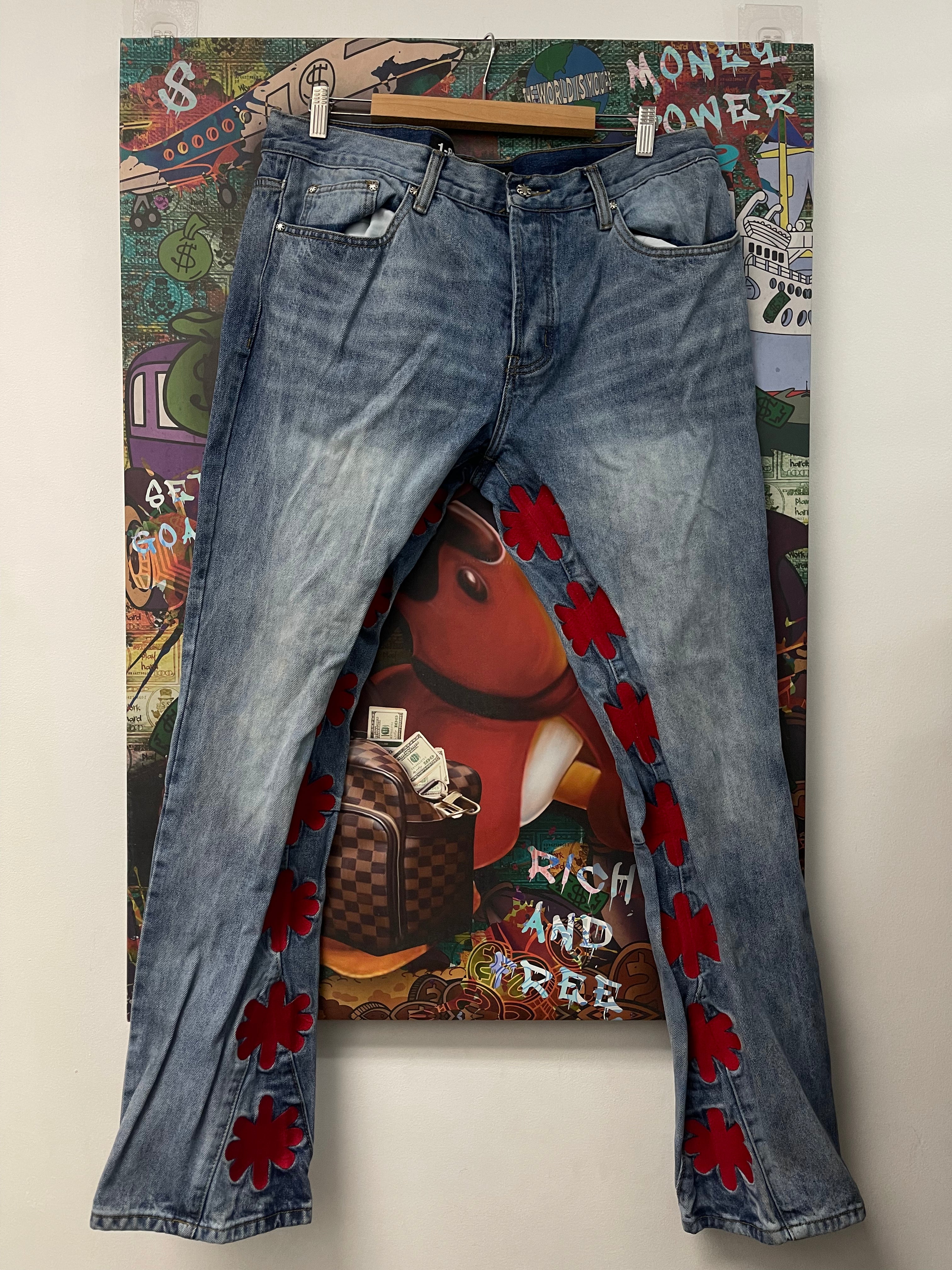 LOSTSHDWS Light Wash Red Jeans