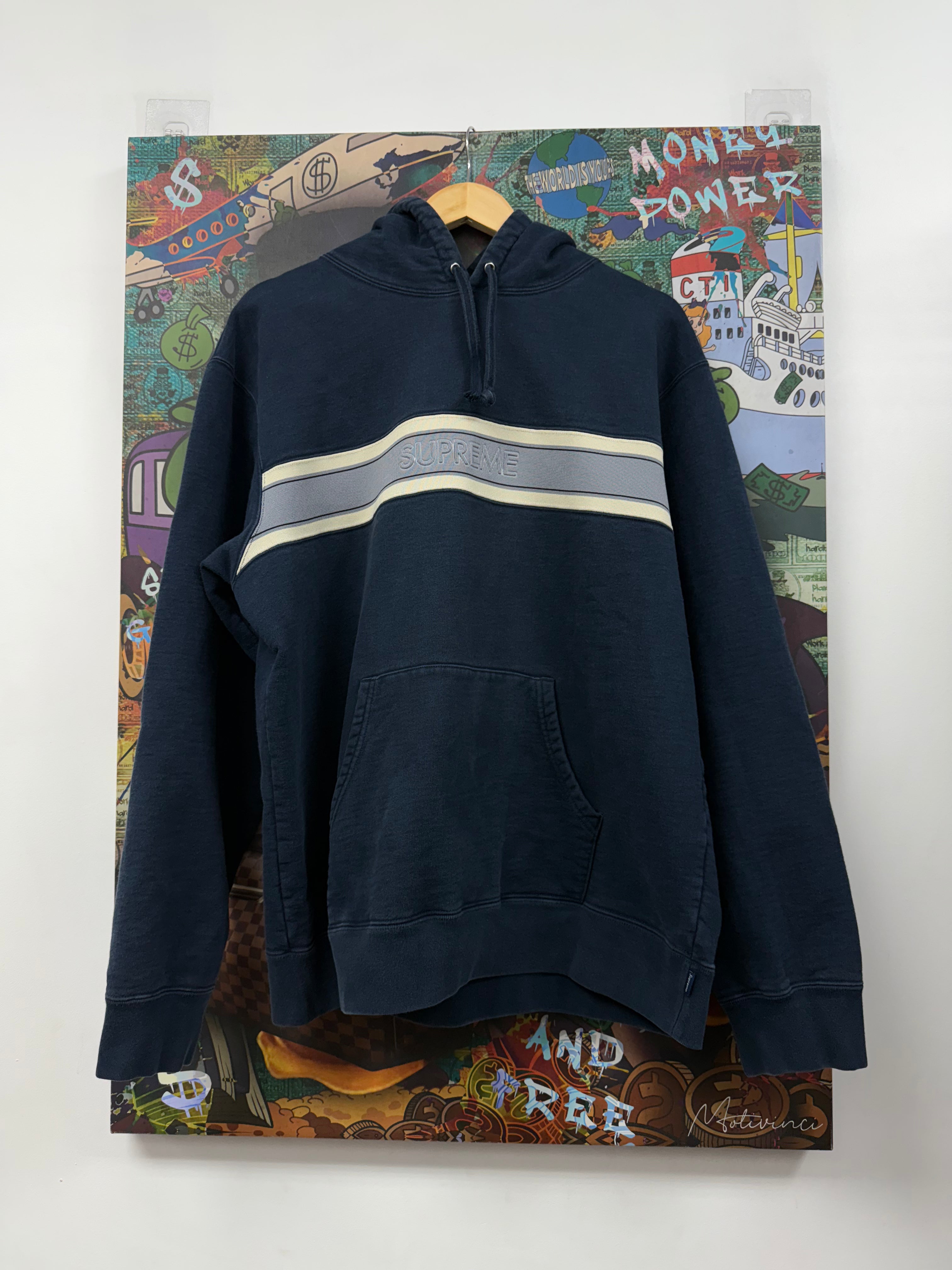 Supreme Navy Cream Grey Hoodie