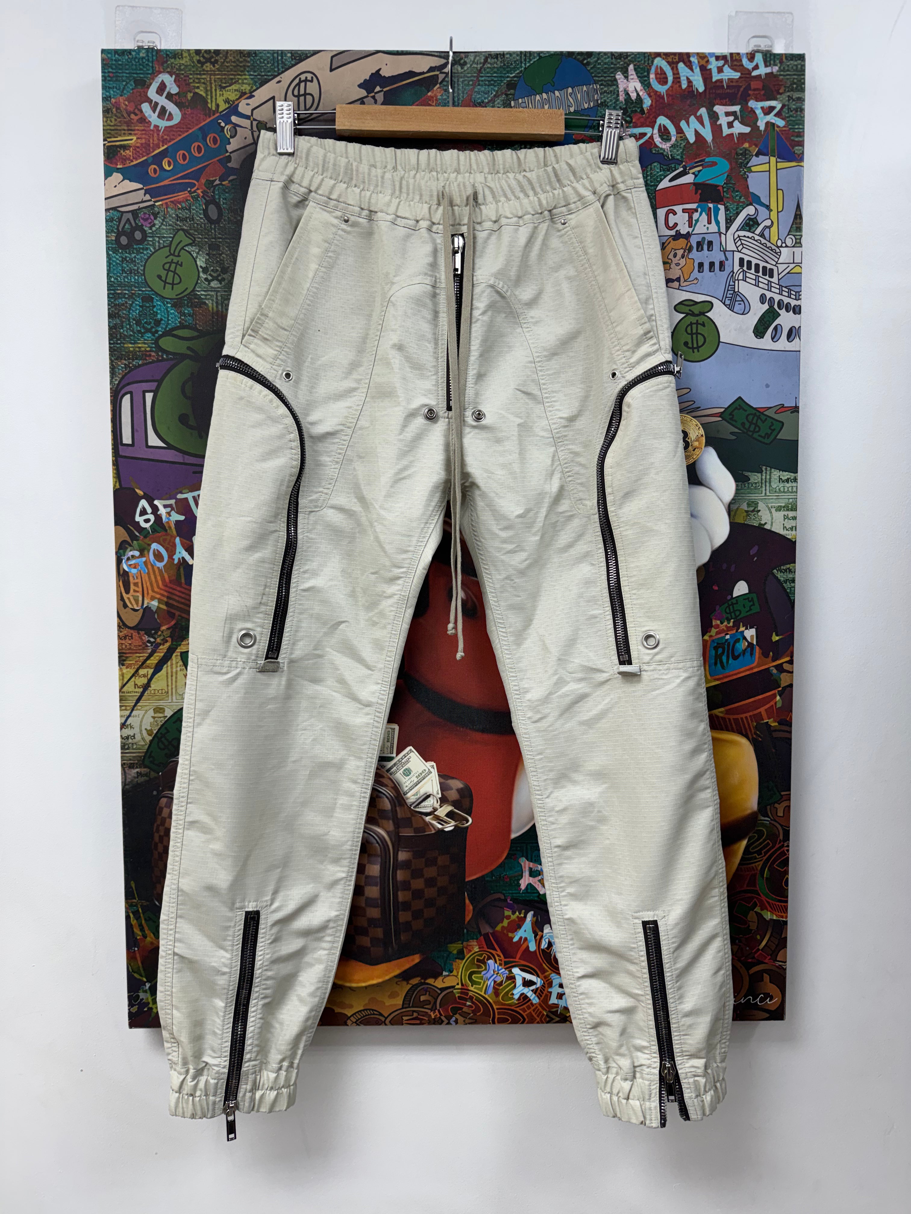 Rick Owens Oyster Grid Nylon Bauhaus Cargo Pants