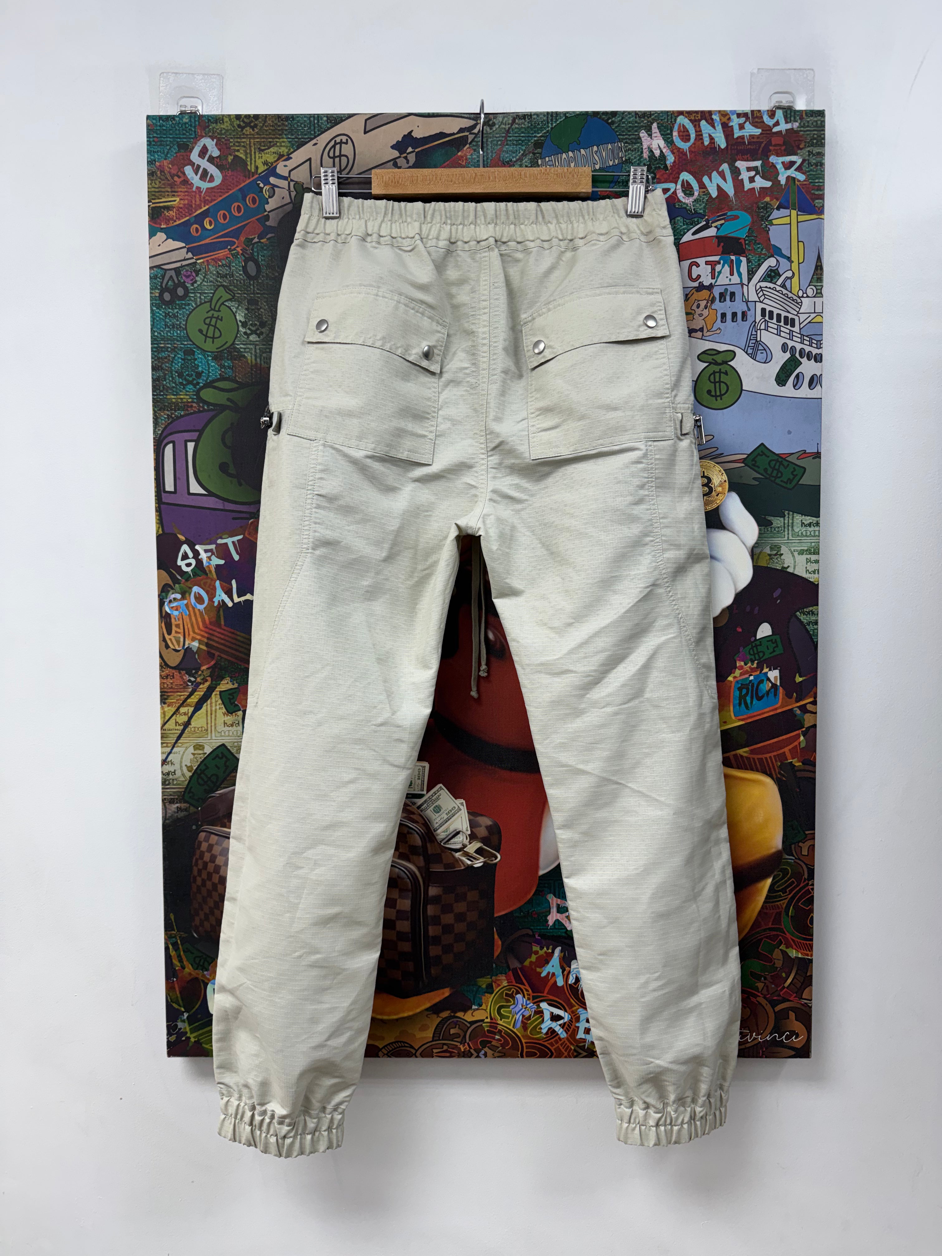 Rick Owens Oyster Grid Nylon Bauhaus Cargo Pants