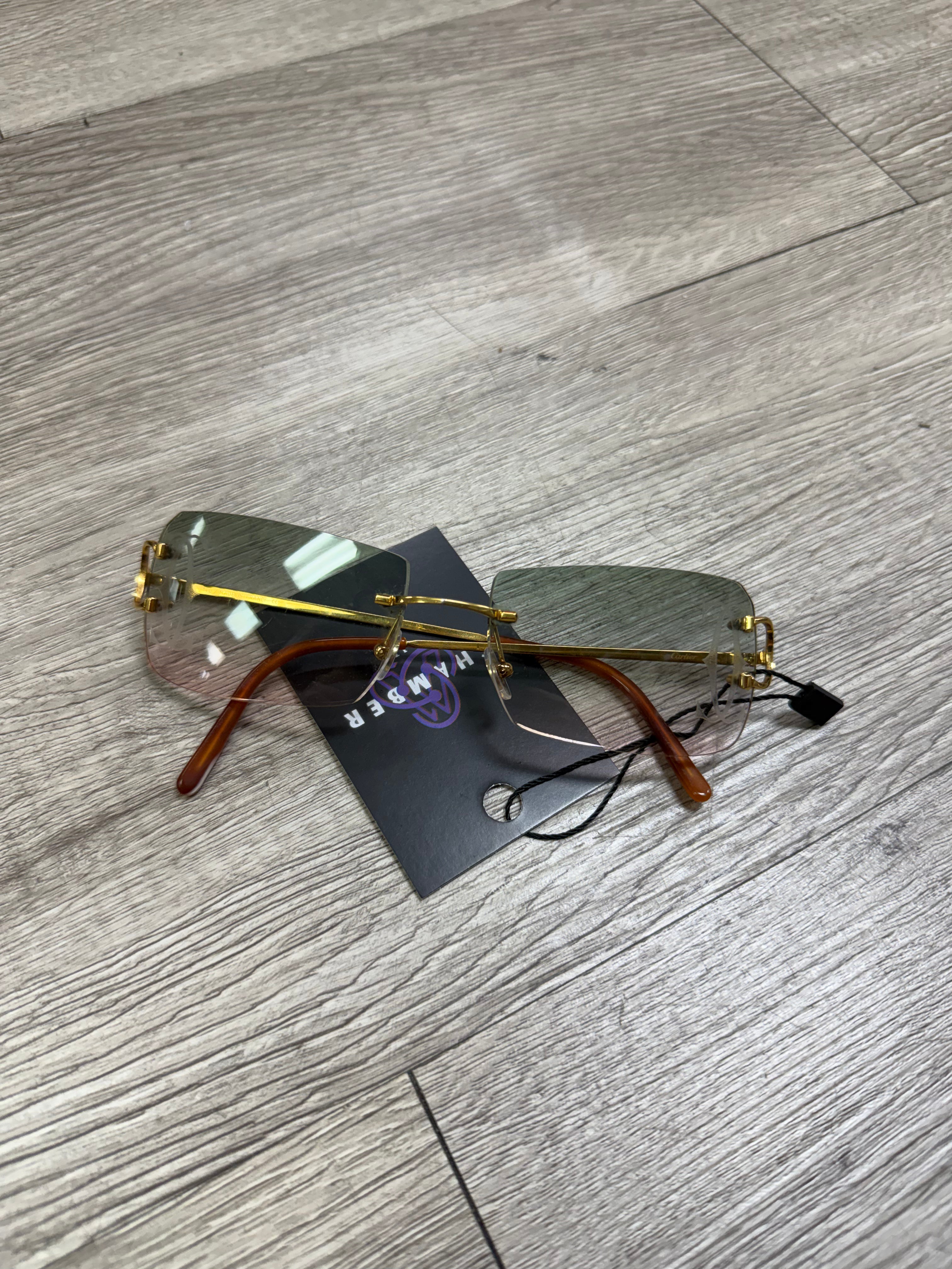 Cartier Tan Gold C Wire Sunglasses