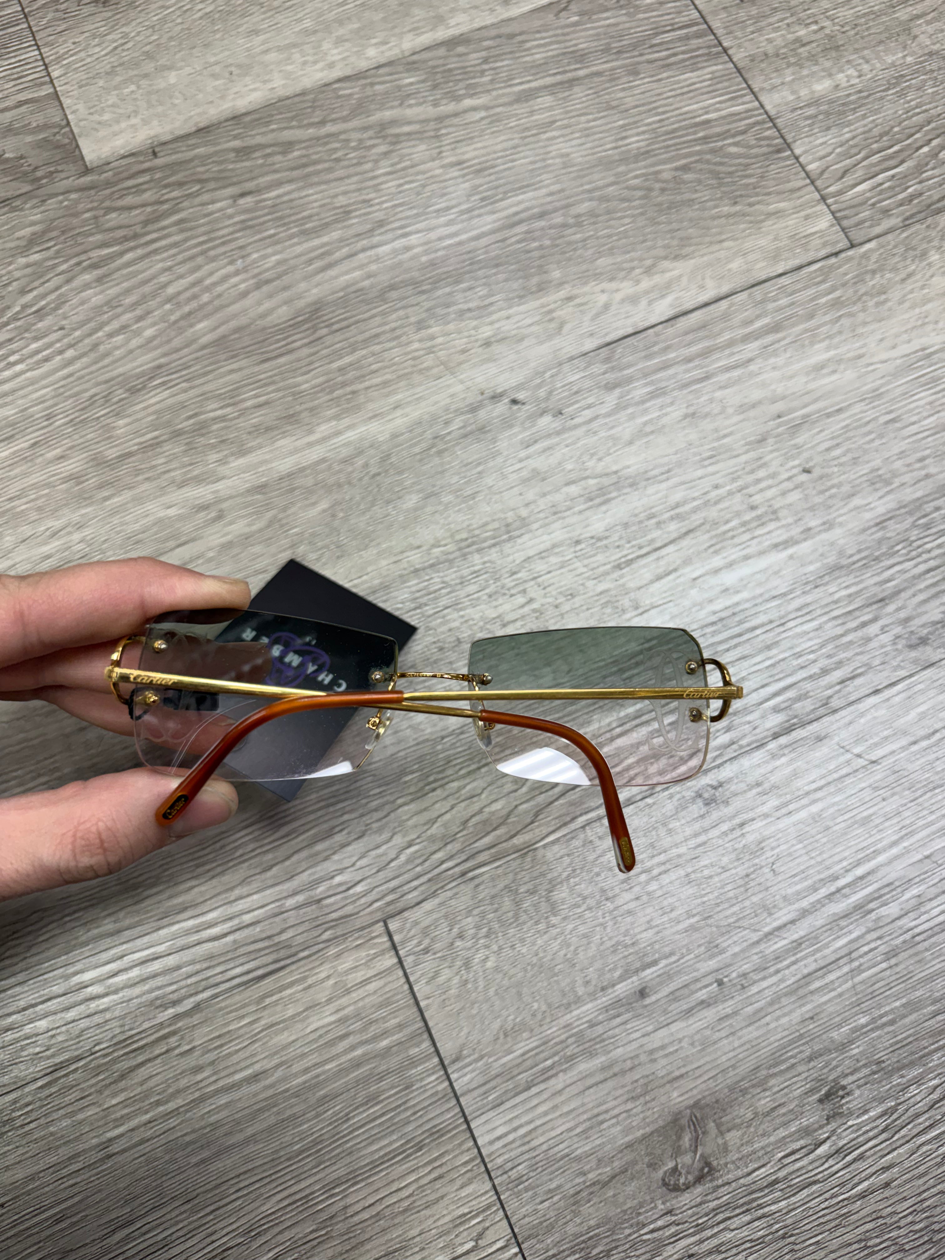 Cartier Tan Gold C Wire Sunglasses