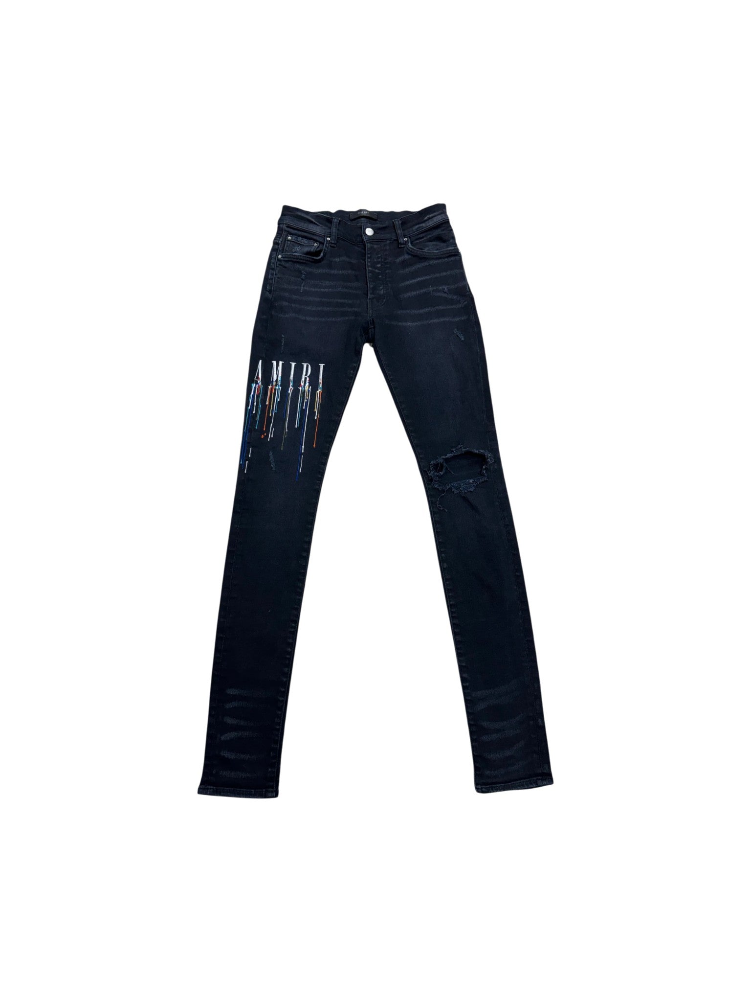 Amiri Paint Drip Black Wash Jeans