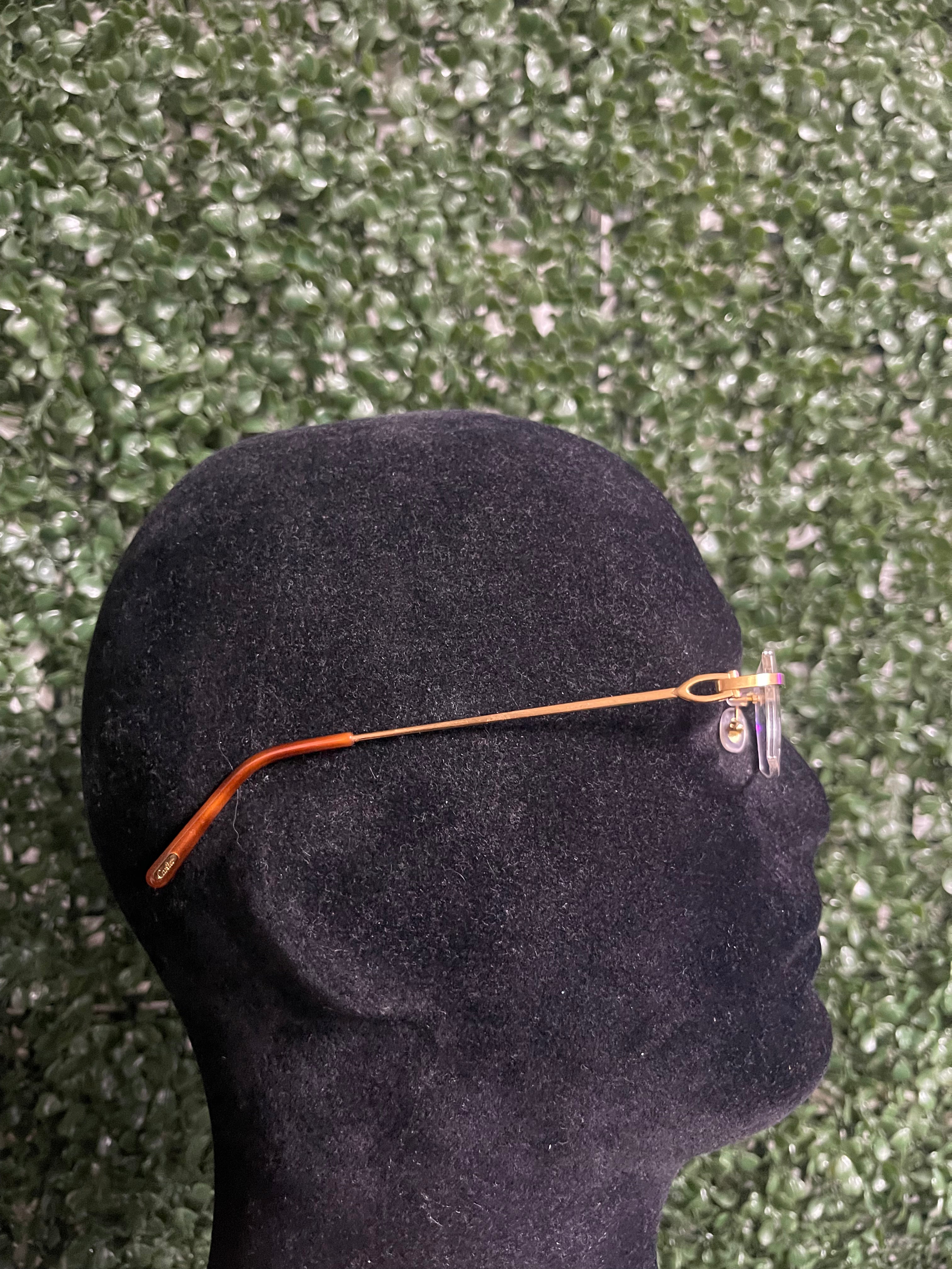 Cartier Gold C Wire Brown Tip Clear Glasses