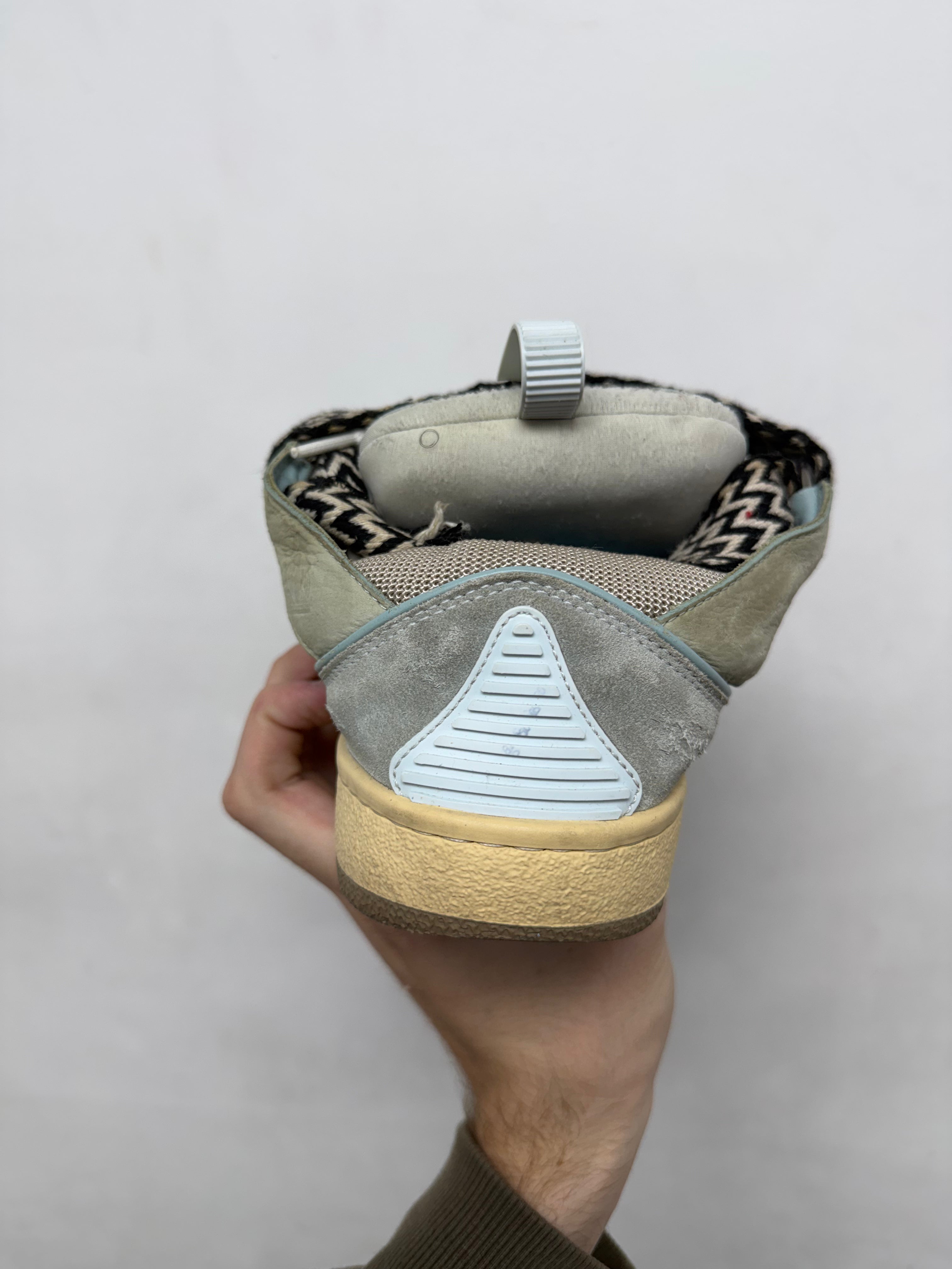 Lanvin Blue Cream Curb Sneakers