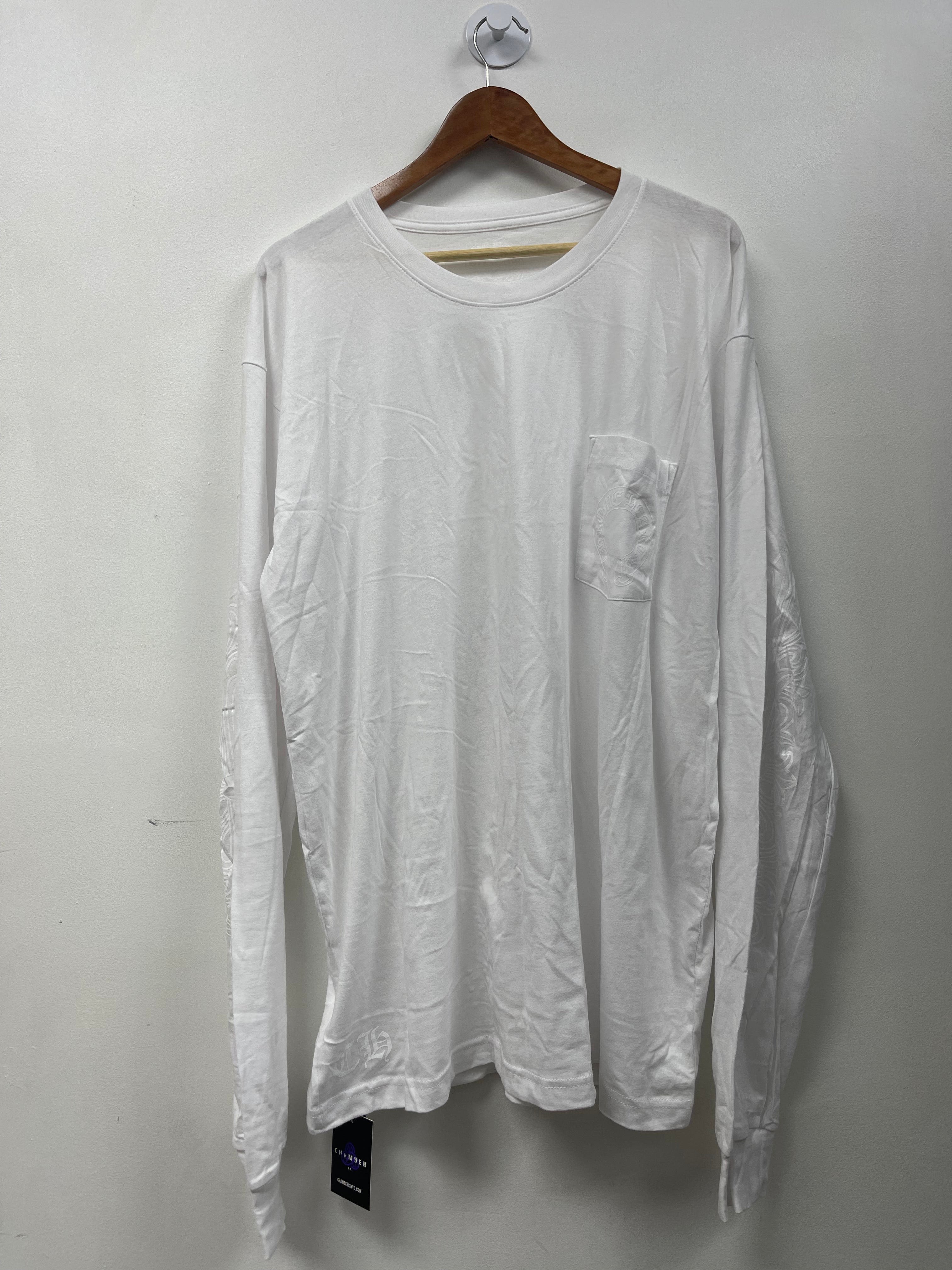 Chrome Hearts White Online Mono Floral Horseshoe Long Sleeve