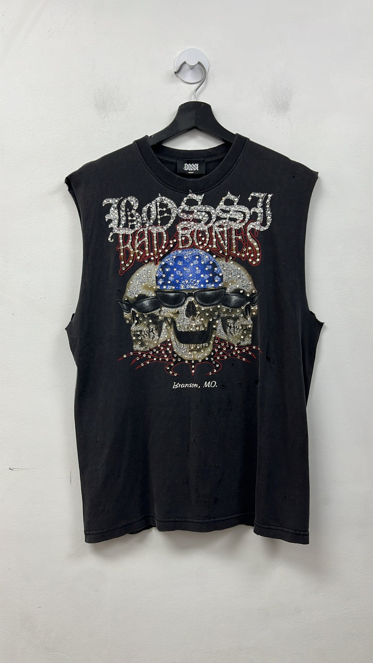 Bossi Bad Bones Sleeveless Rhinestone Tee