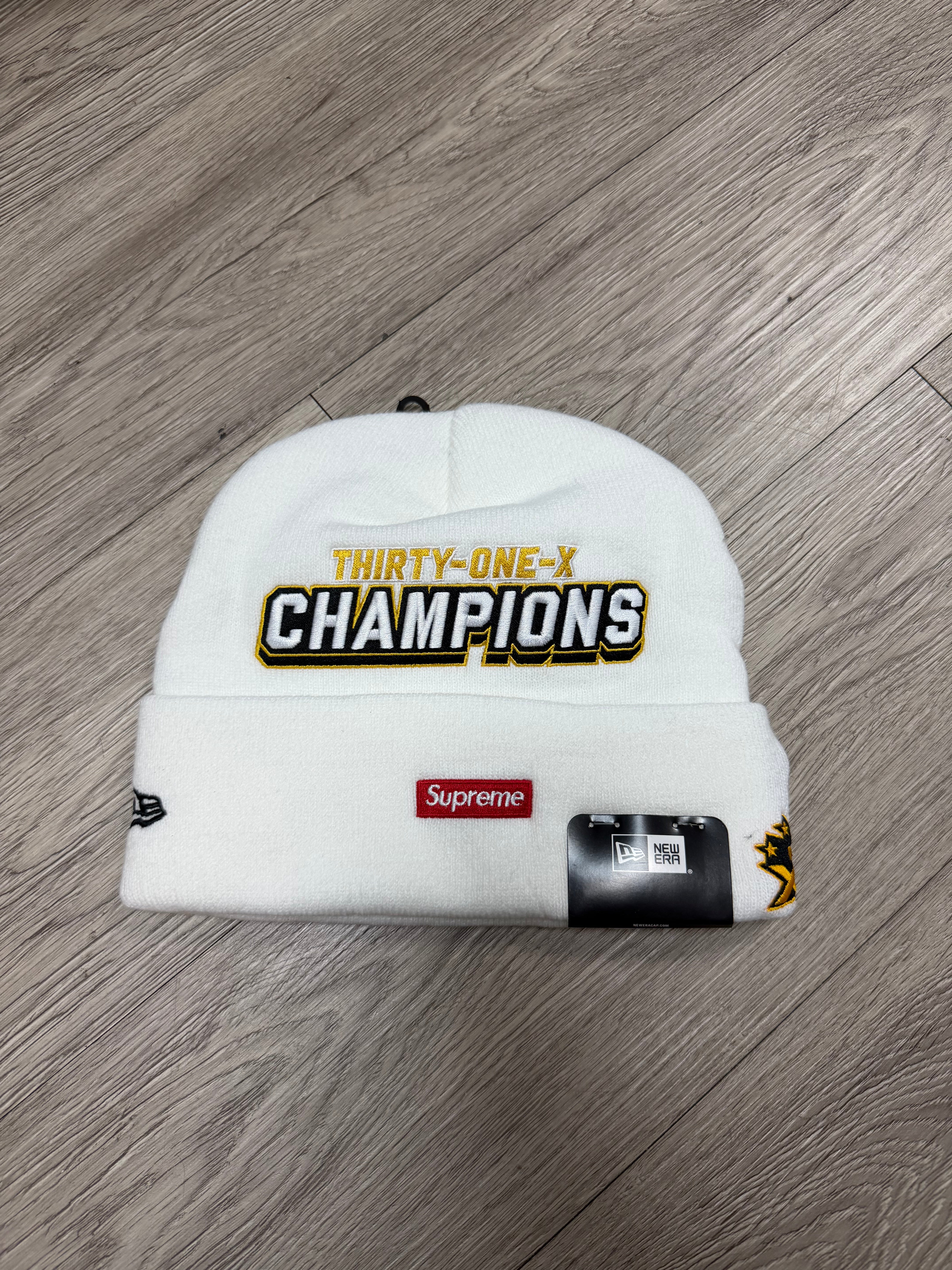 Supreme White New Era Football Beanie