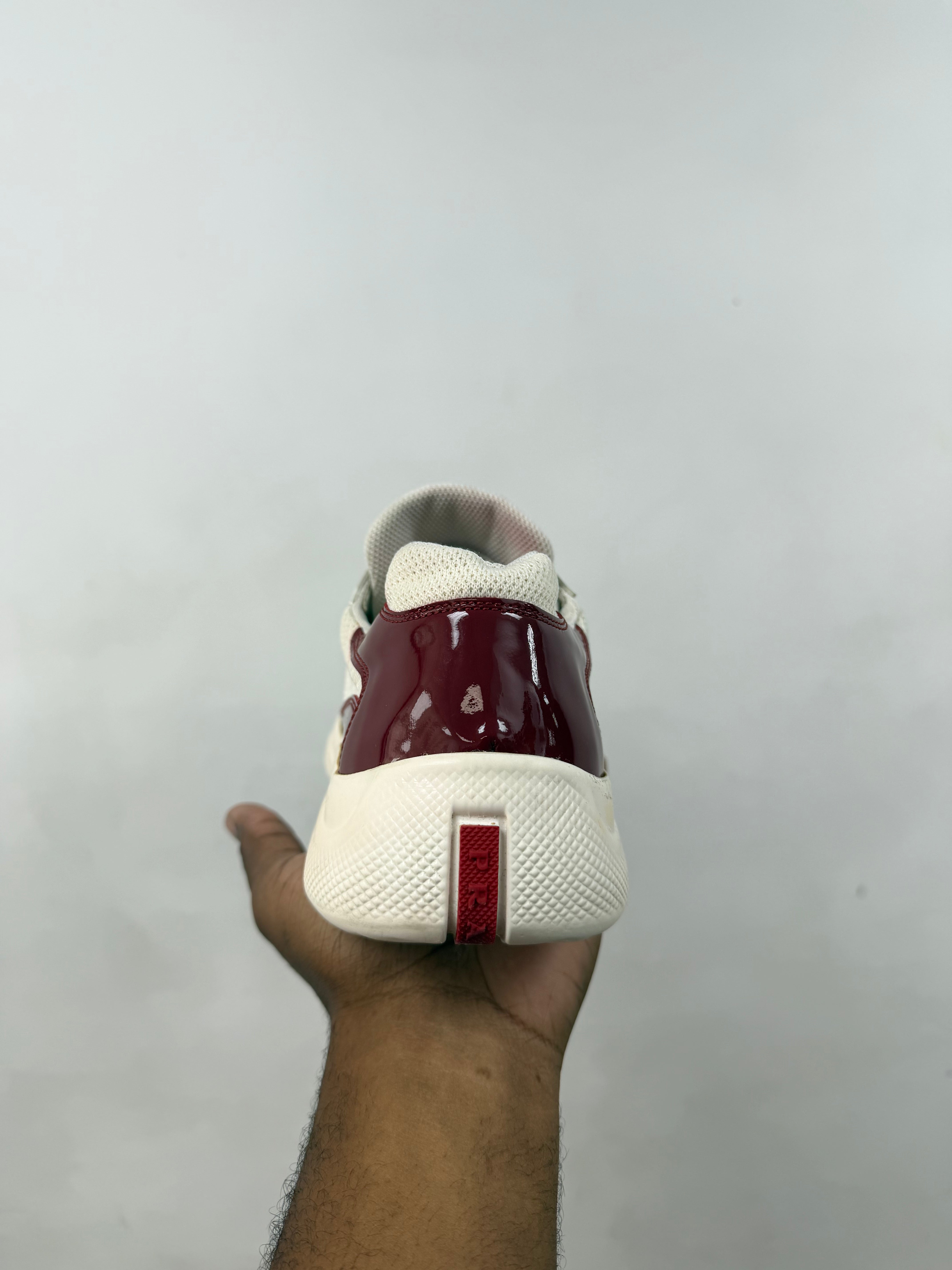 Prada White Burgundy Cups Sneakers