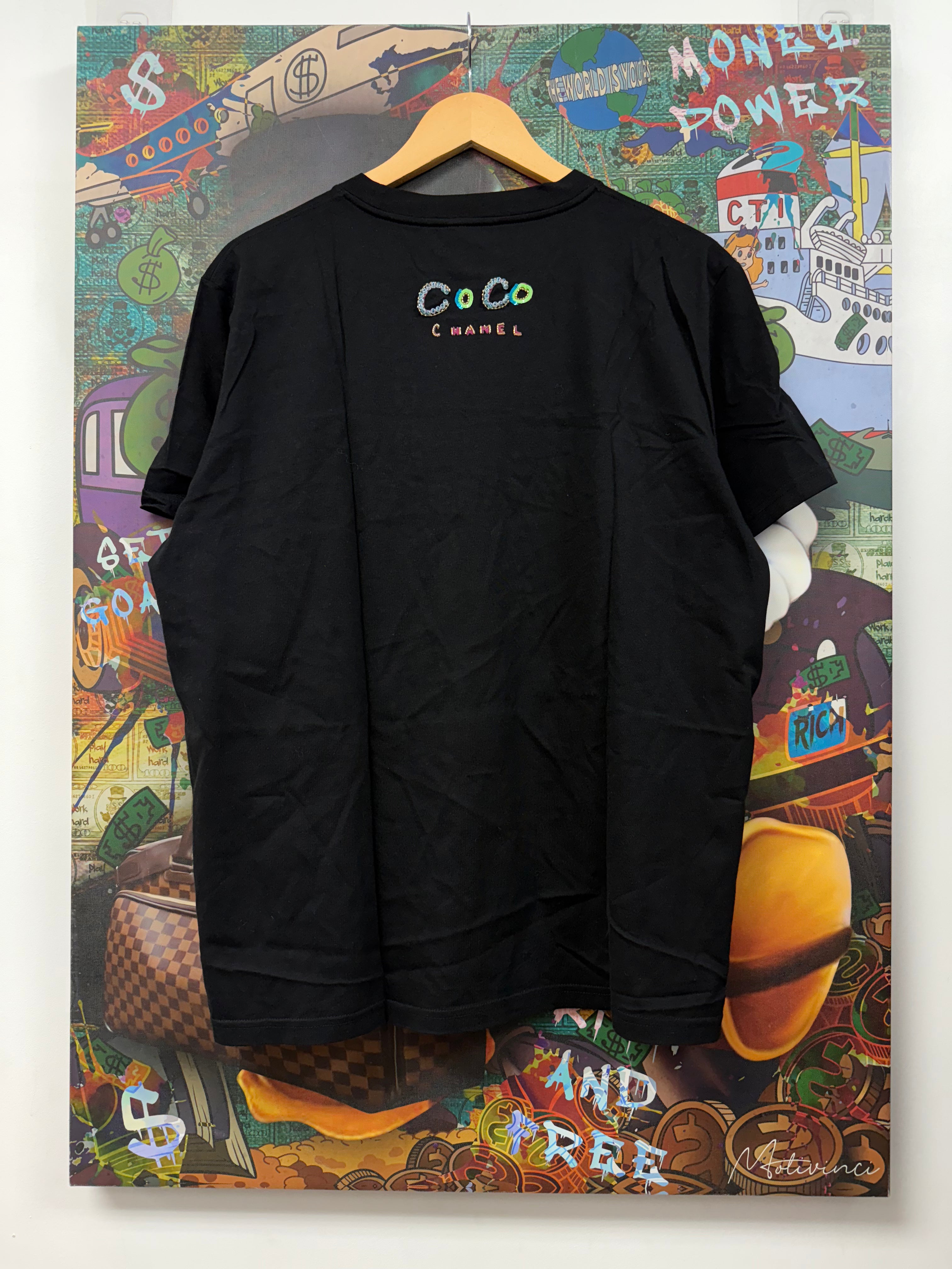 Chanel Black Coco Rhinestone Multi Tee