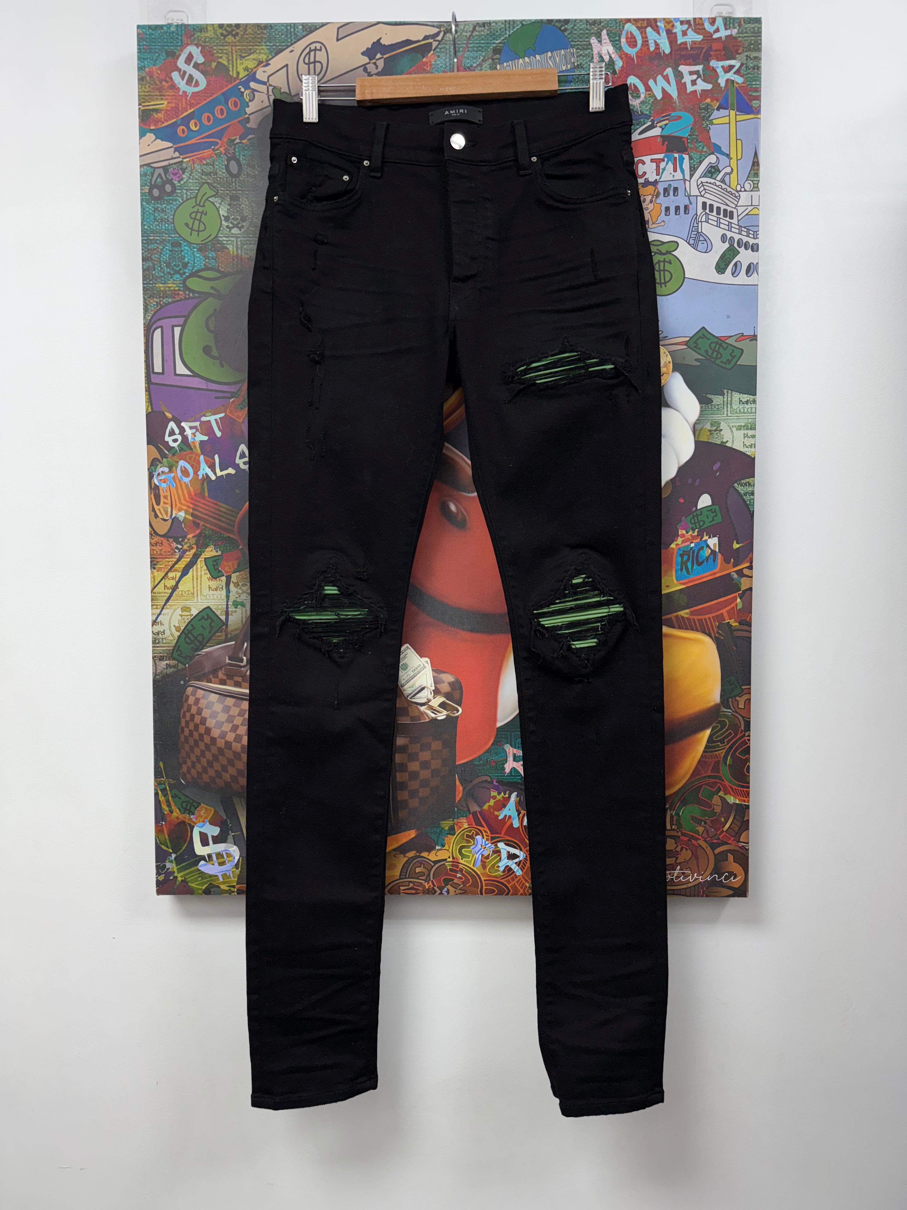 Amiri MX1 Black Slime Patch Jeans
