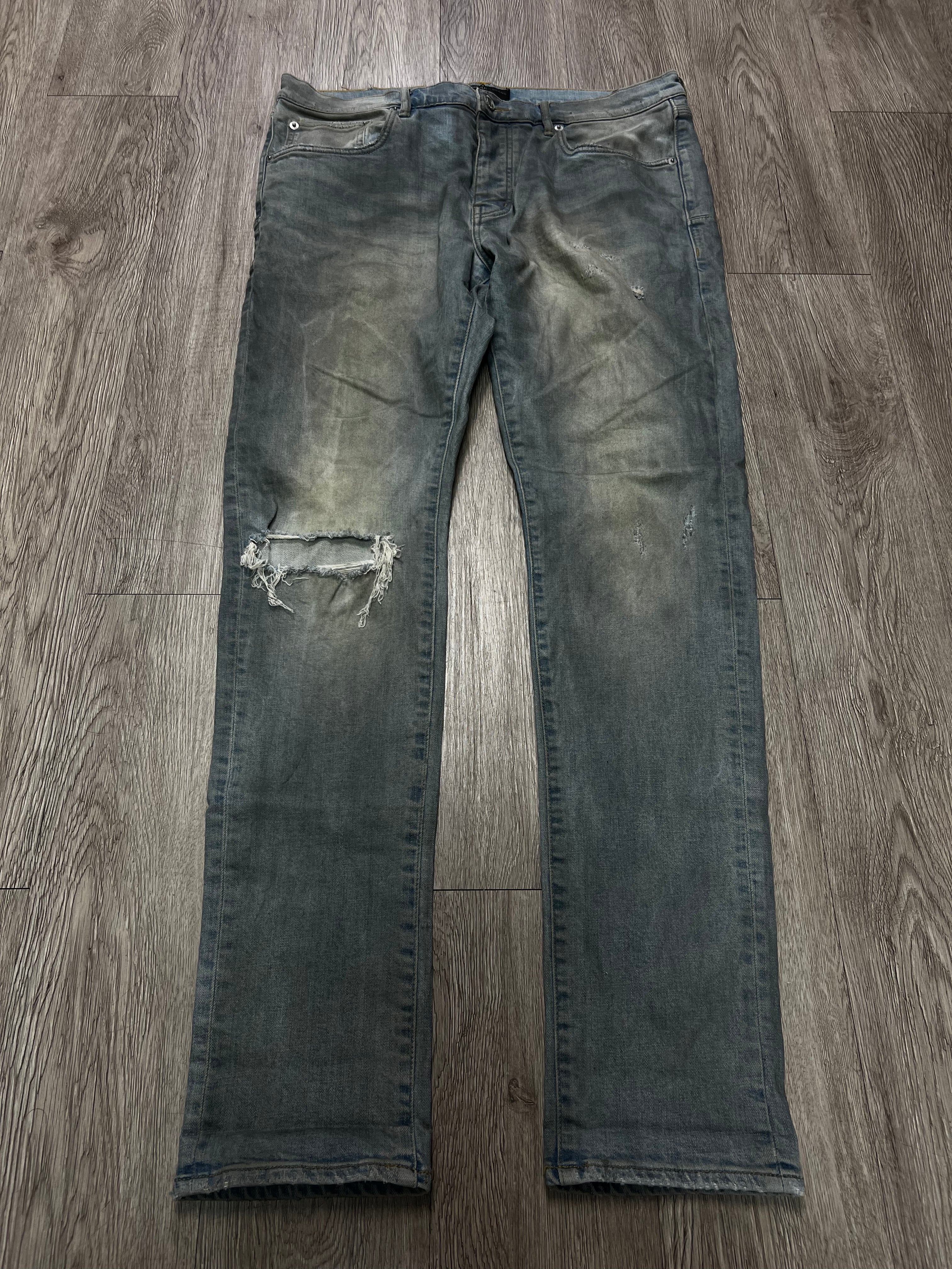 Purple Brand Light Wash Knee Ripped Jeans