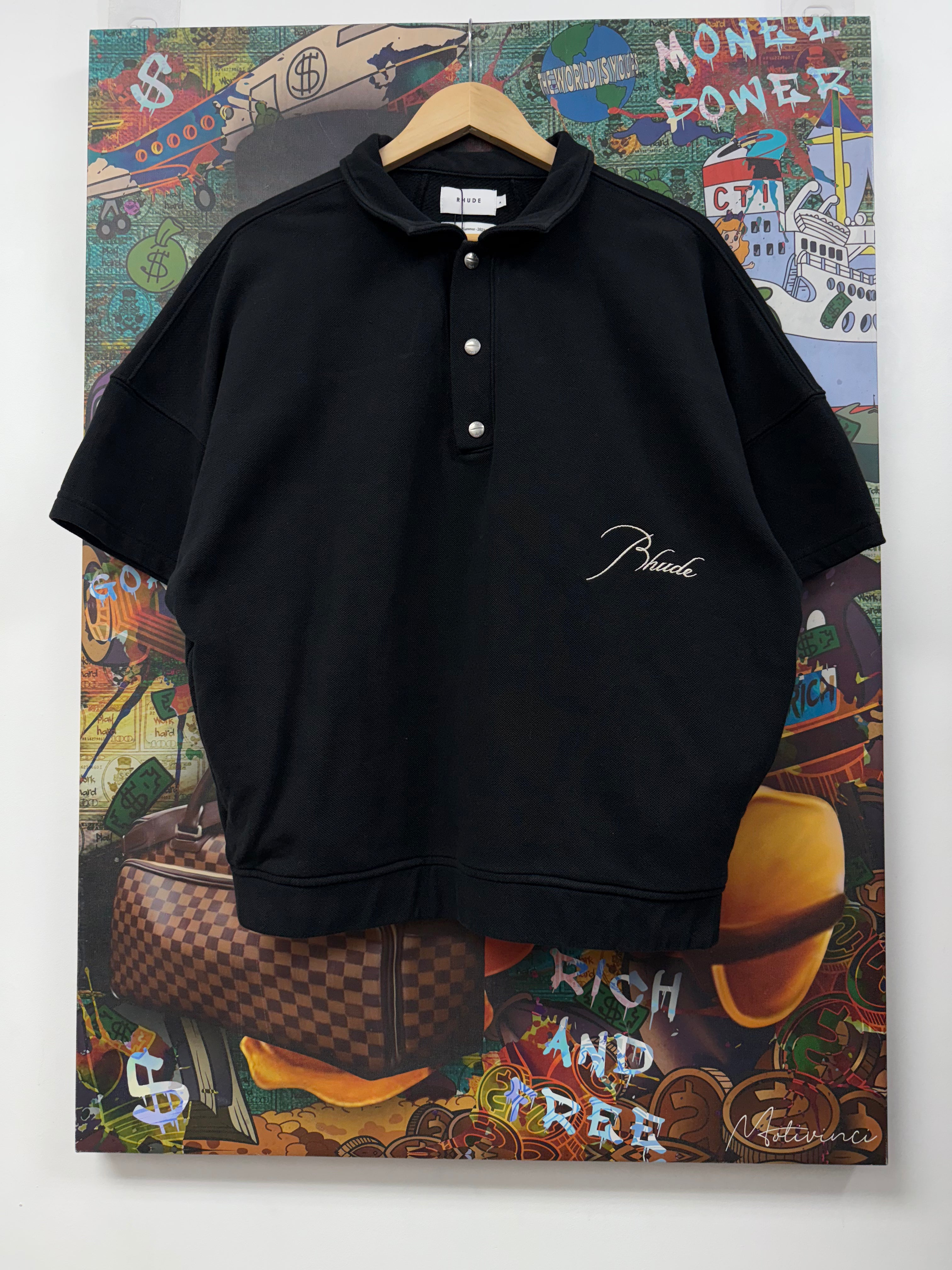 Rhude Black Small Logo Polo