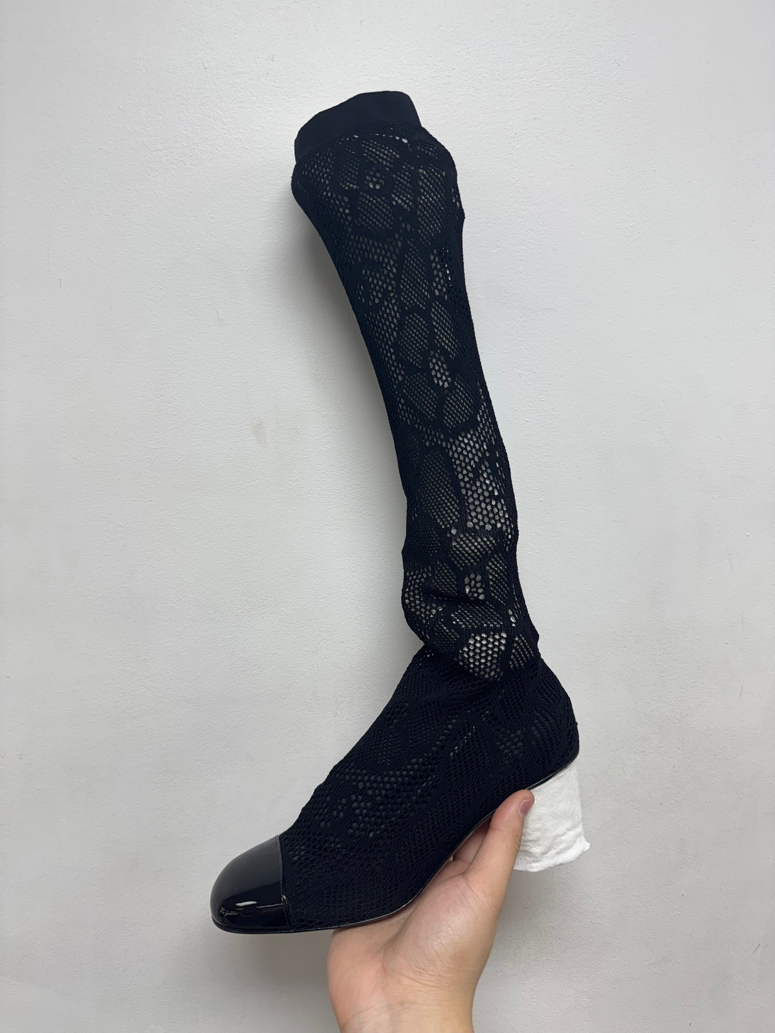 Chanel Black Resille High Boots