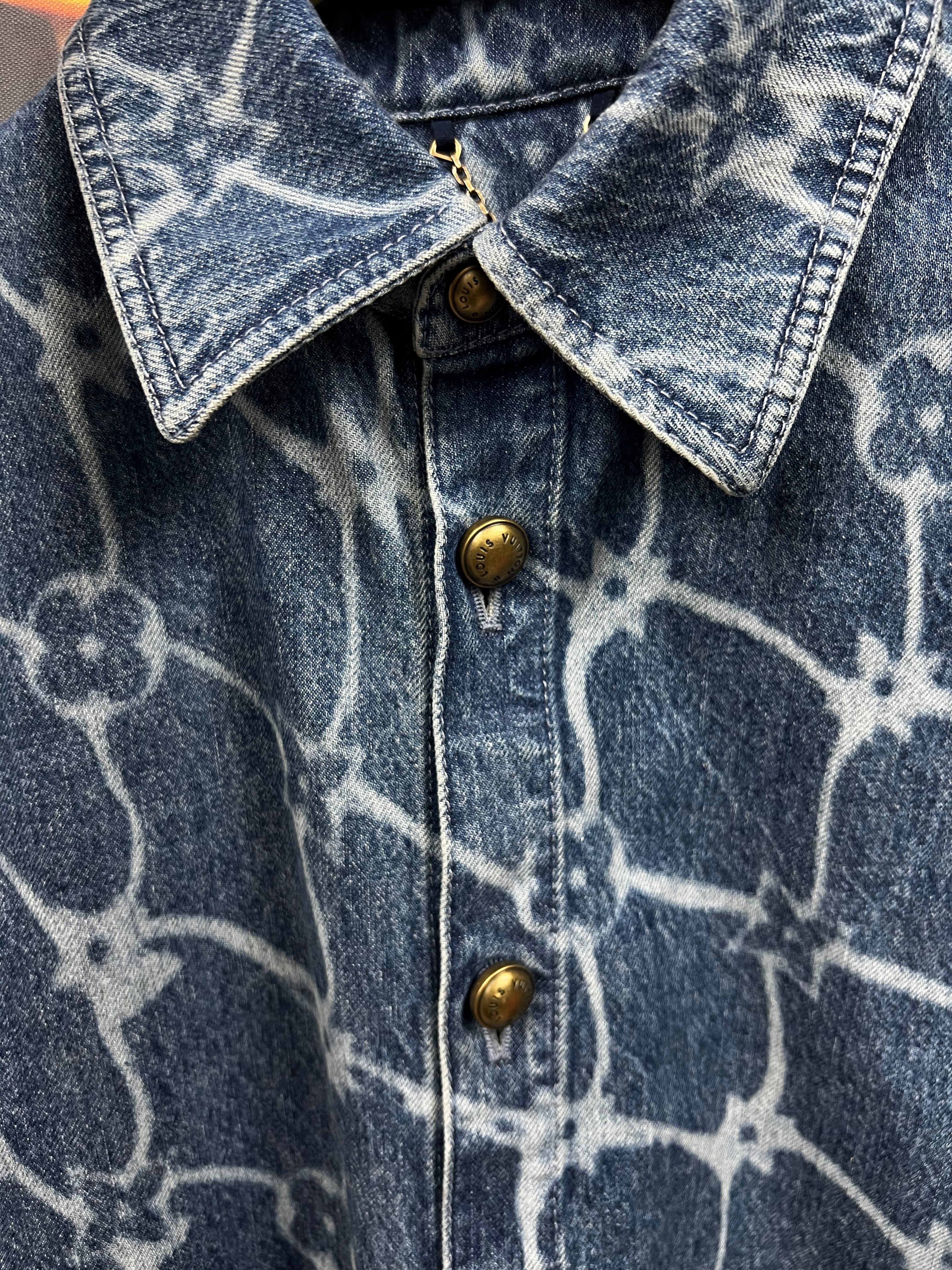 Louis Vuitton Fishnet Denim Button Up