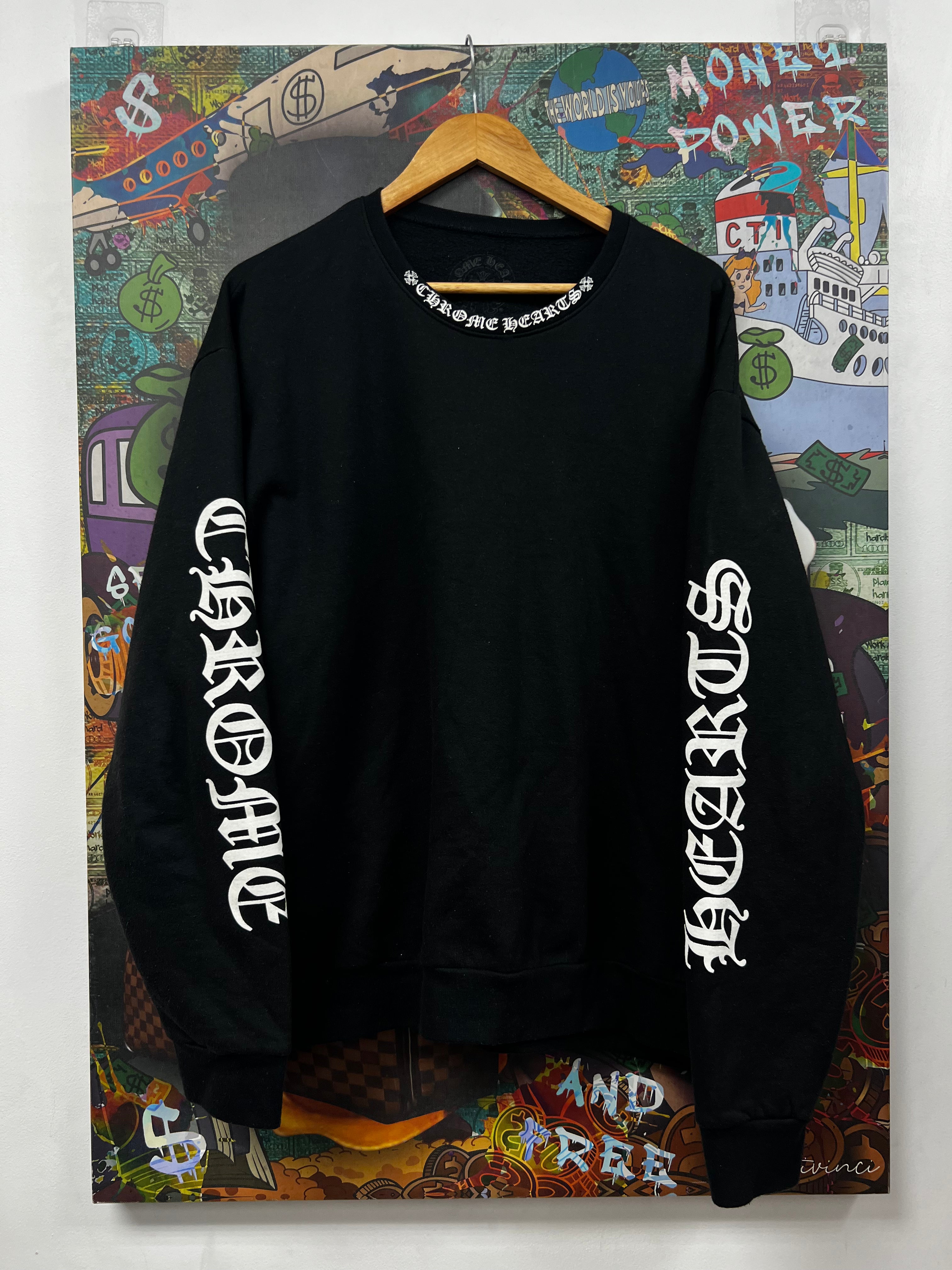 Chrome Hearts Black White Neck Logo Crewneck (Altered Fits M) Crewneck