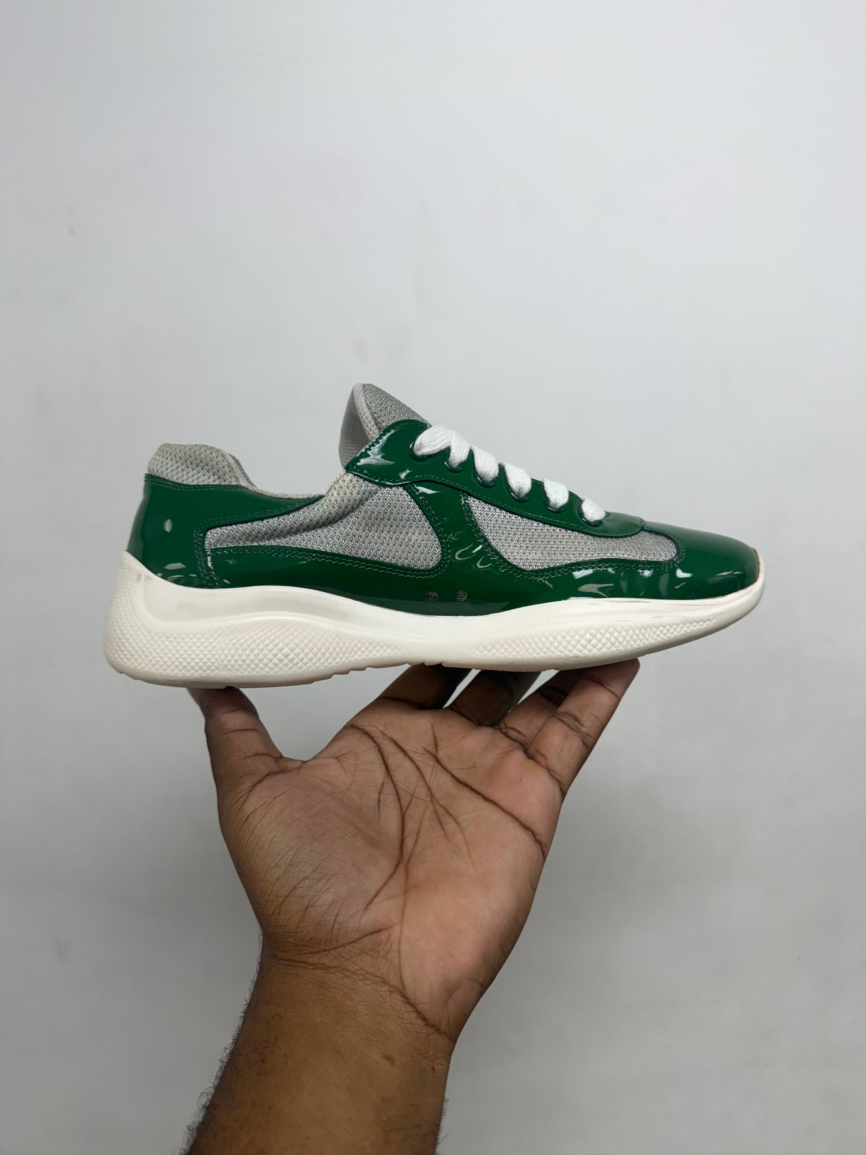 Prada Green White Cup Sneakers