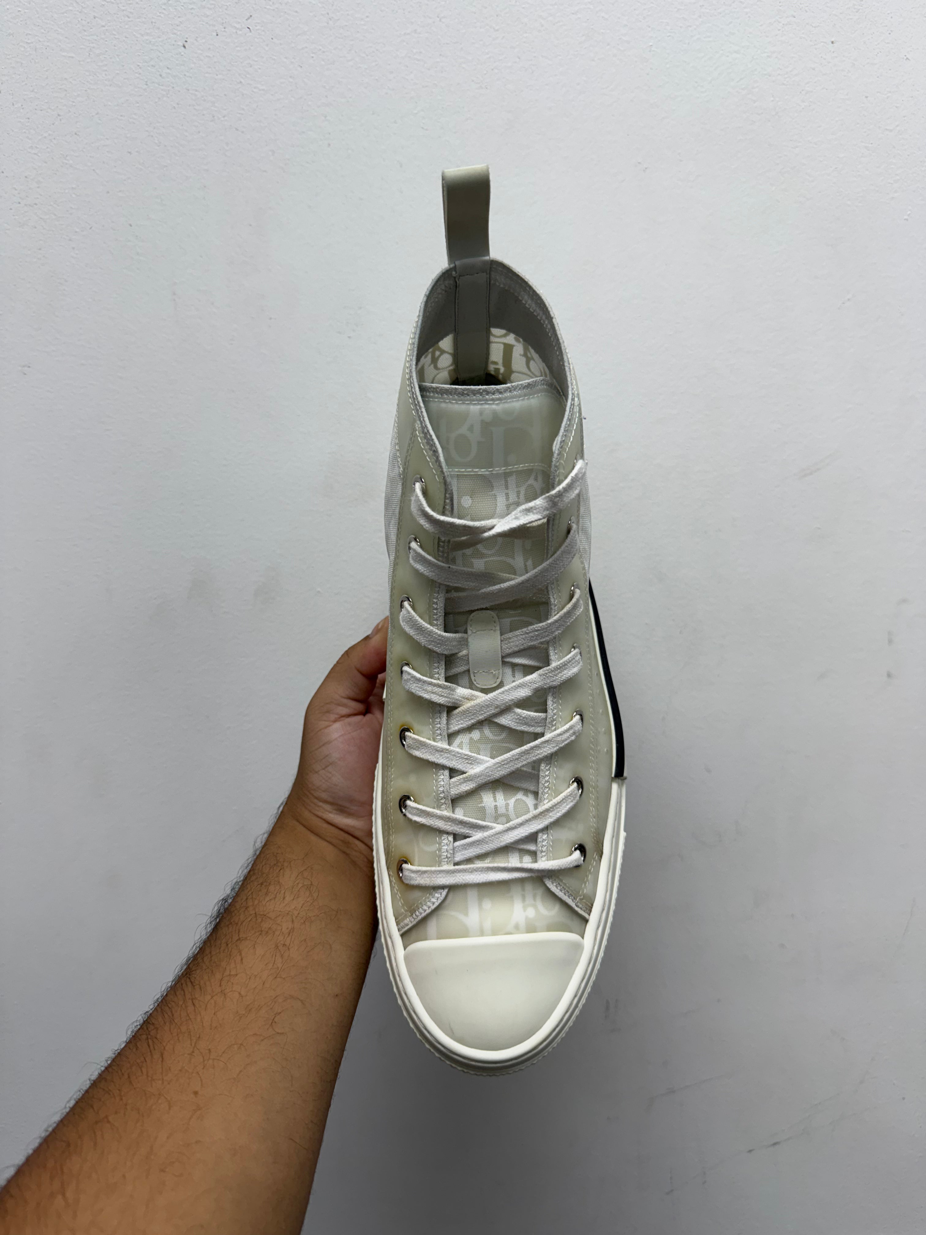 Dior White Oblique B23 High Sneakers