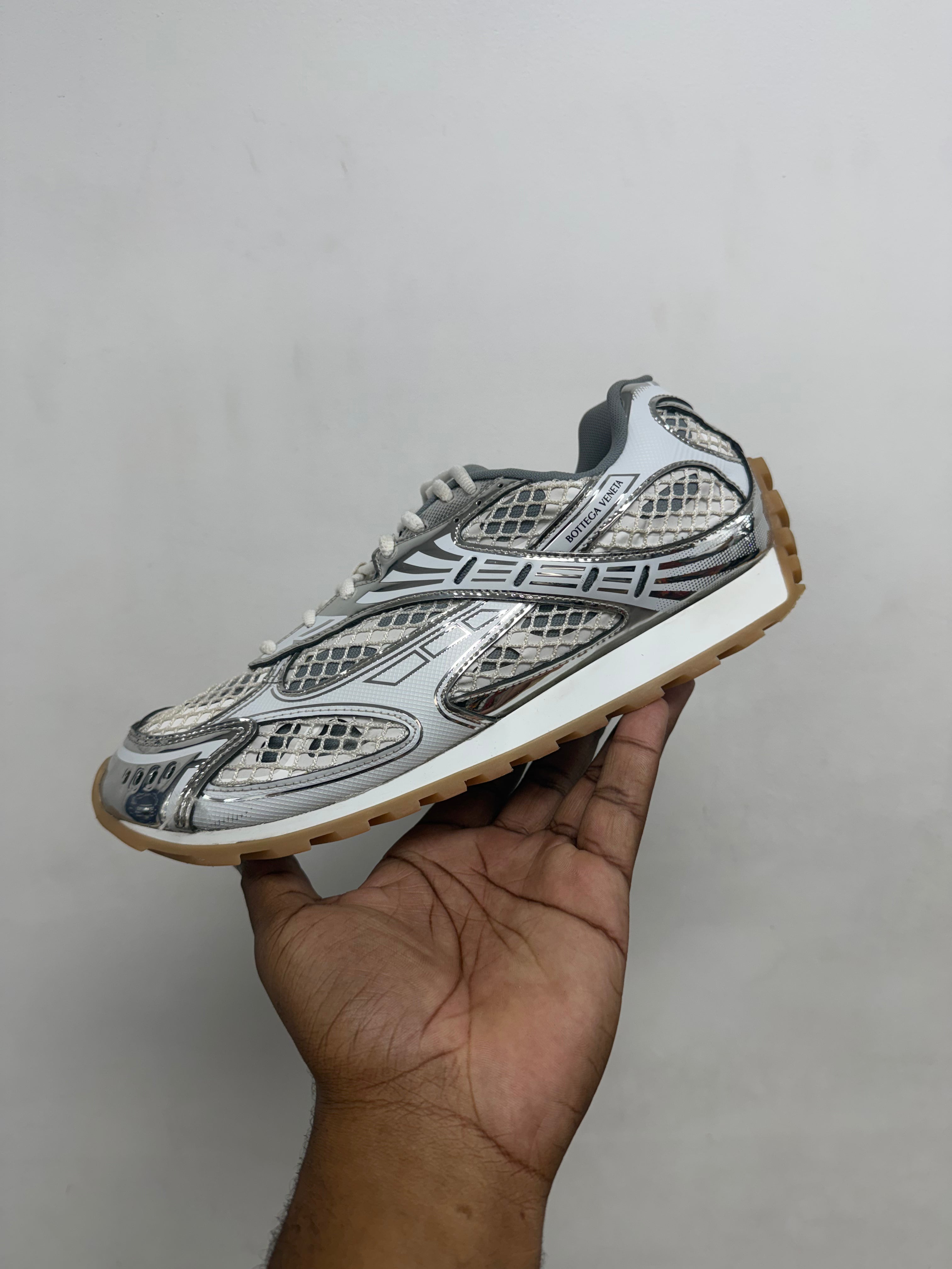 Bottega Veneta Billiard Green Silver Orbits Sneakers