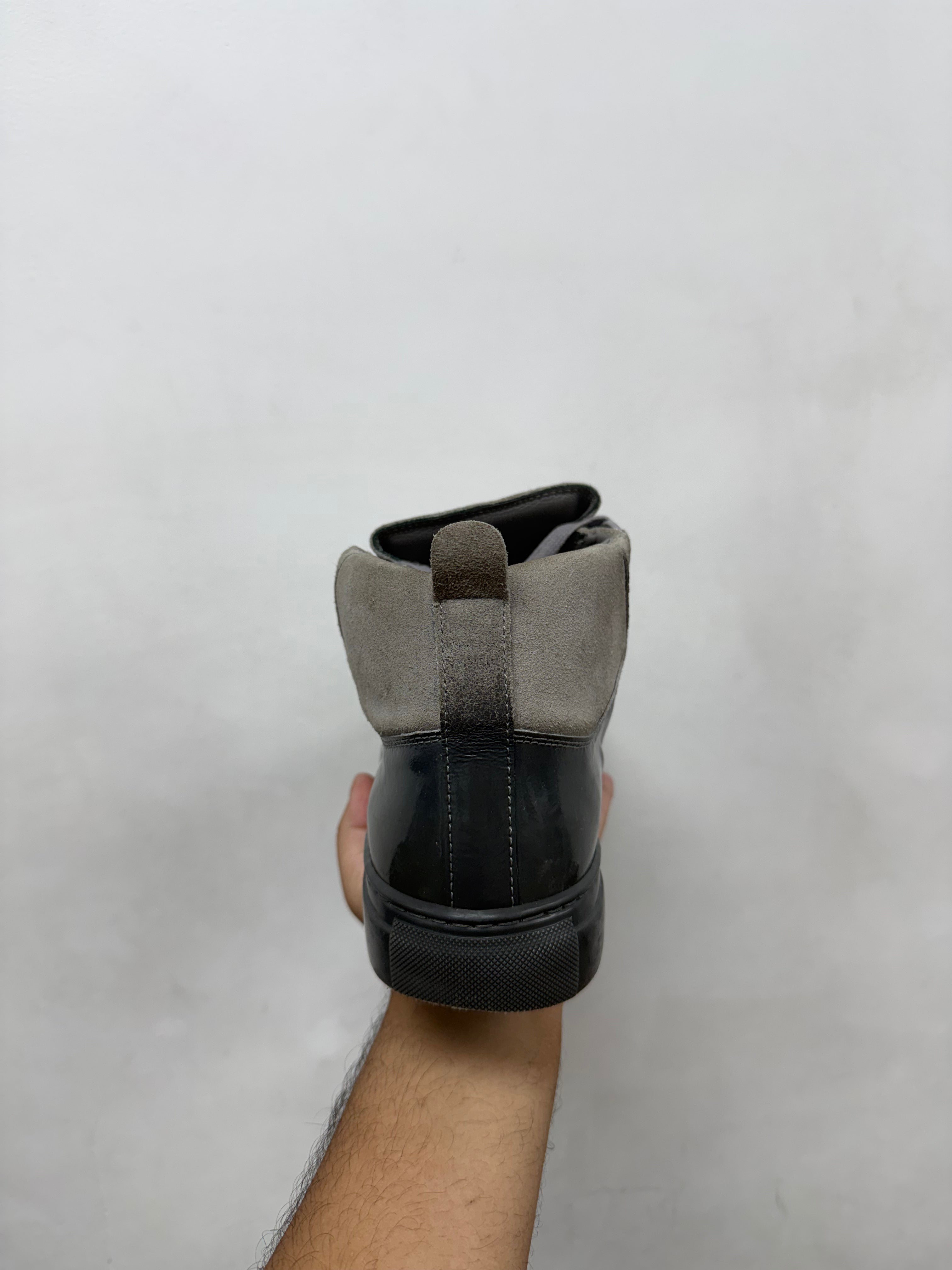 Balenciaga Grey Suede Patent Split Arena Sneakers