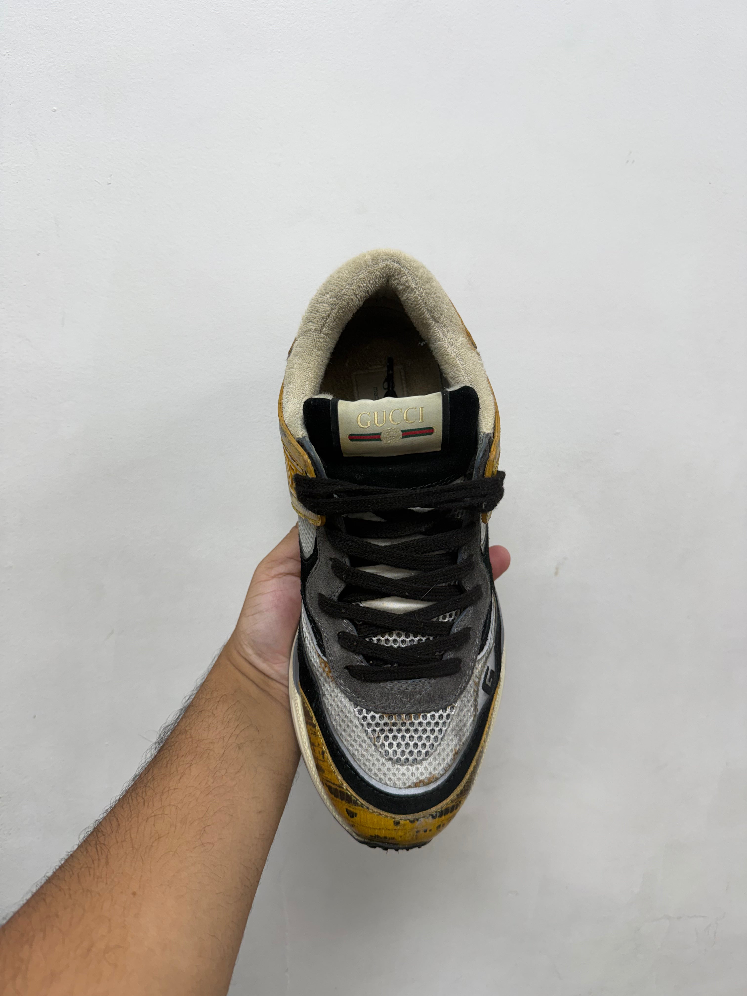 Gucci Black Yellow Snakeskin Sneakers