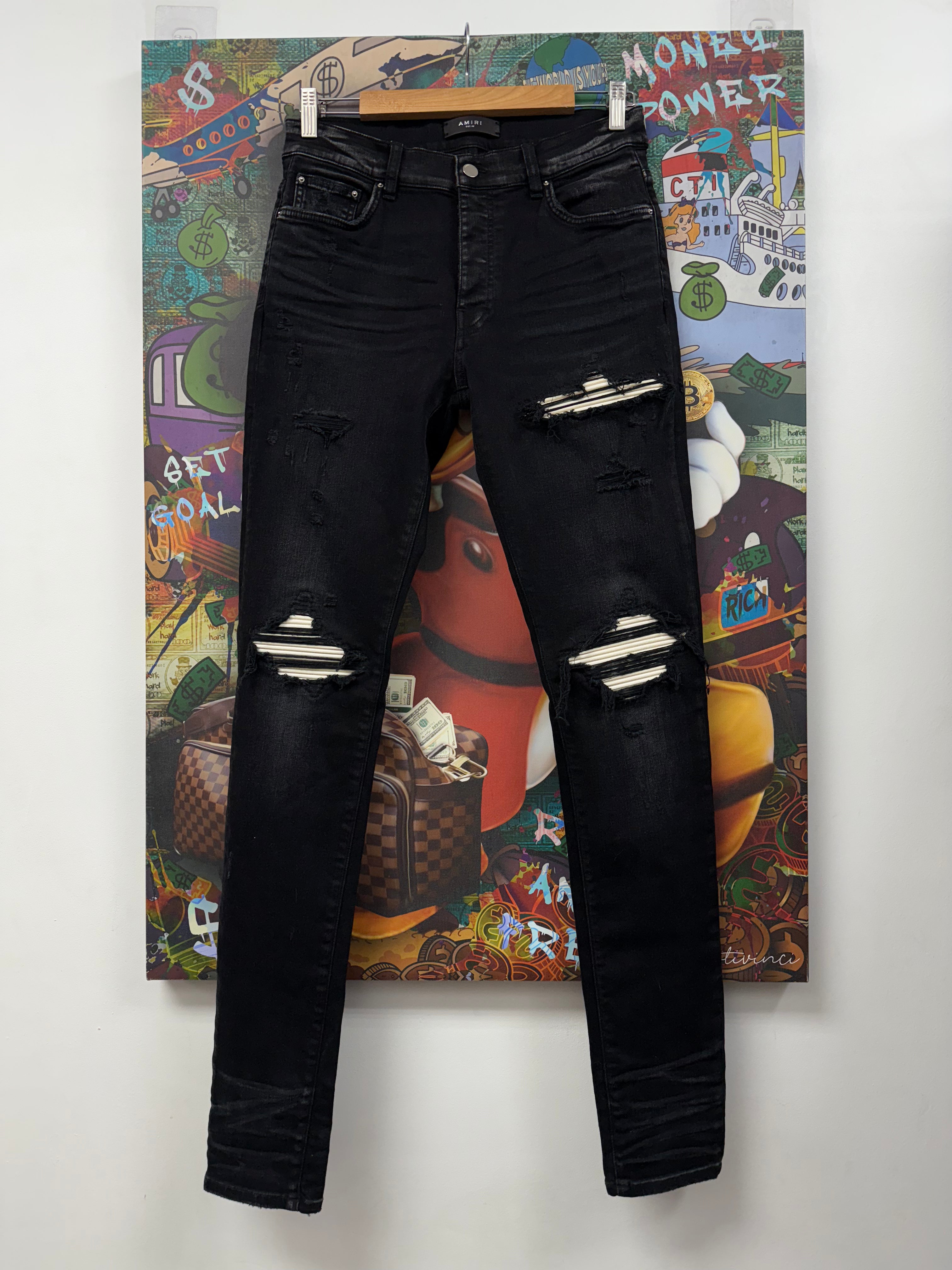 Amiri MX1 Black White Patch Jeans