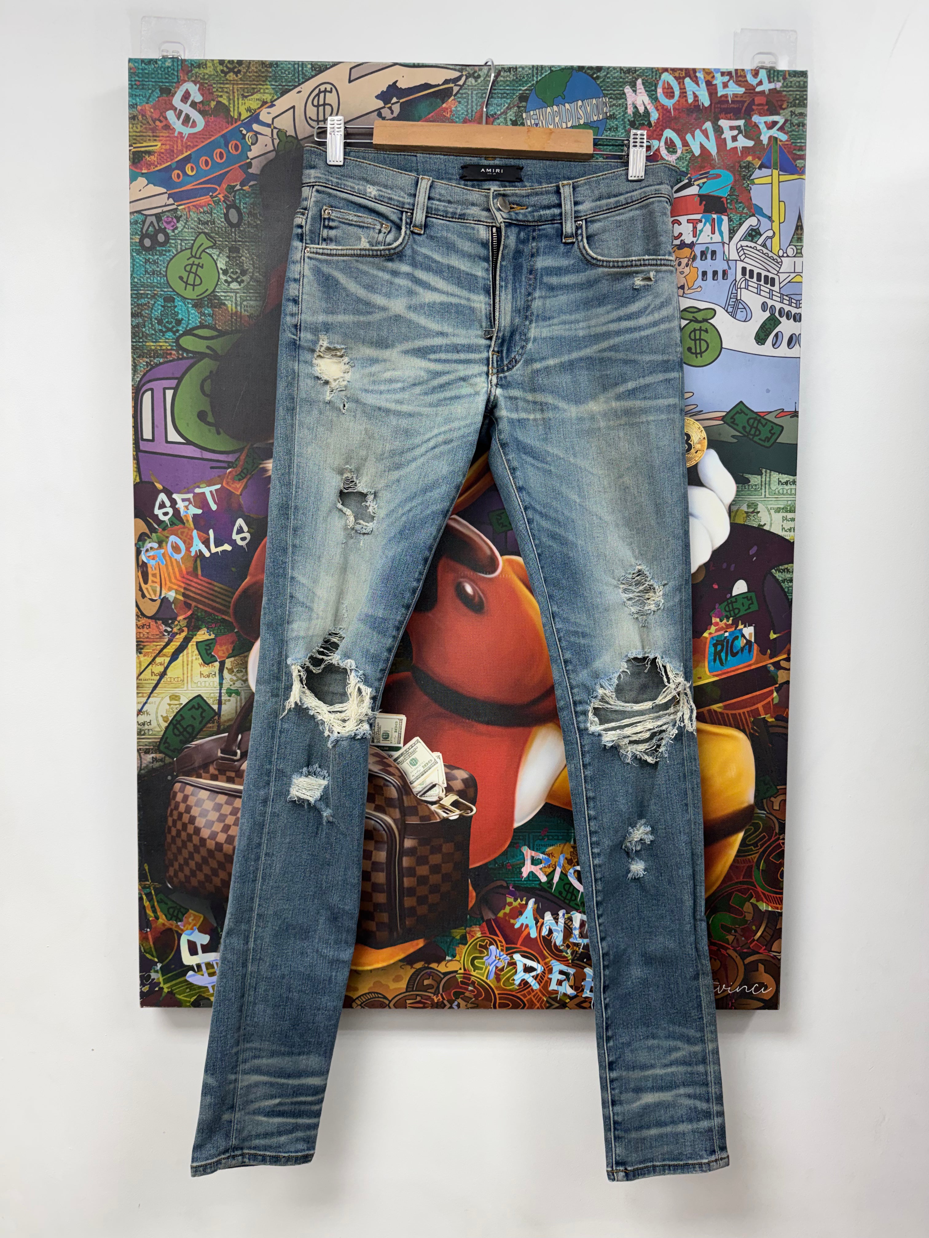 Amiri Light Wash Plain Thrasher Jeans