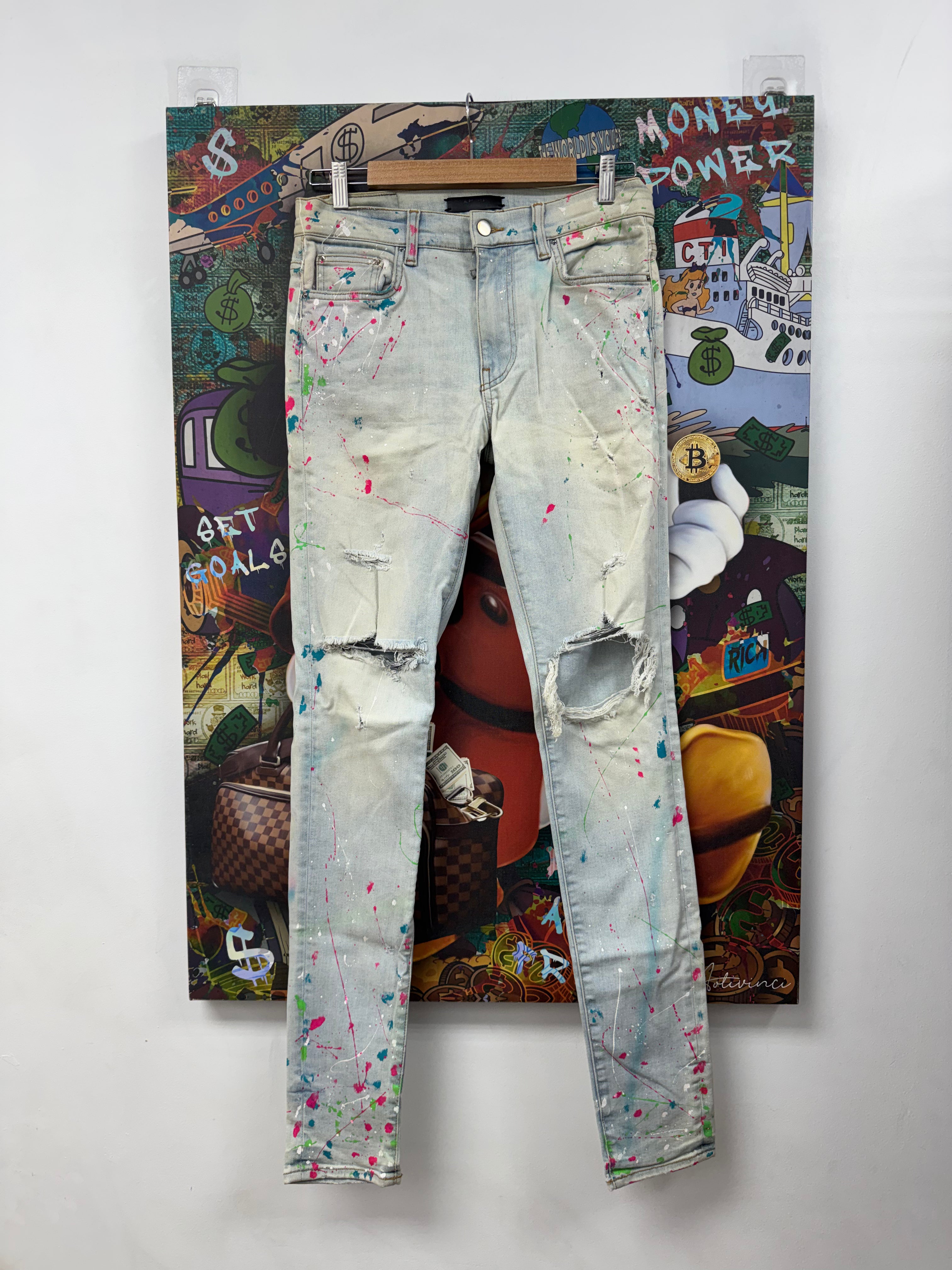 Amiri Light Wash South Beach Splatter Jeans