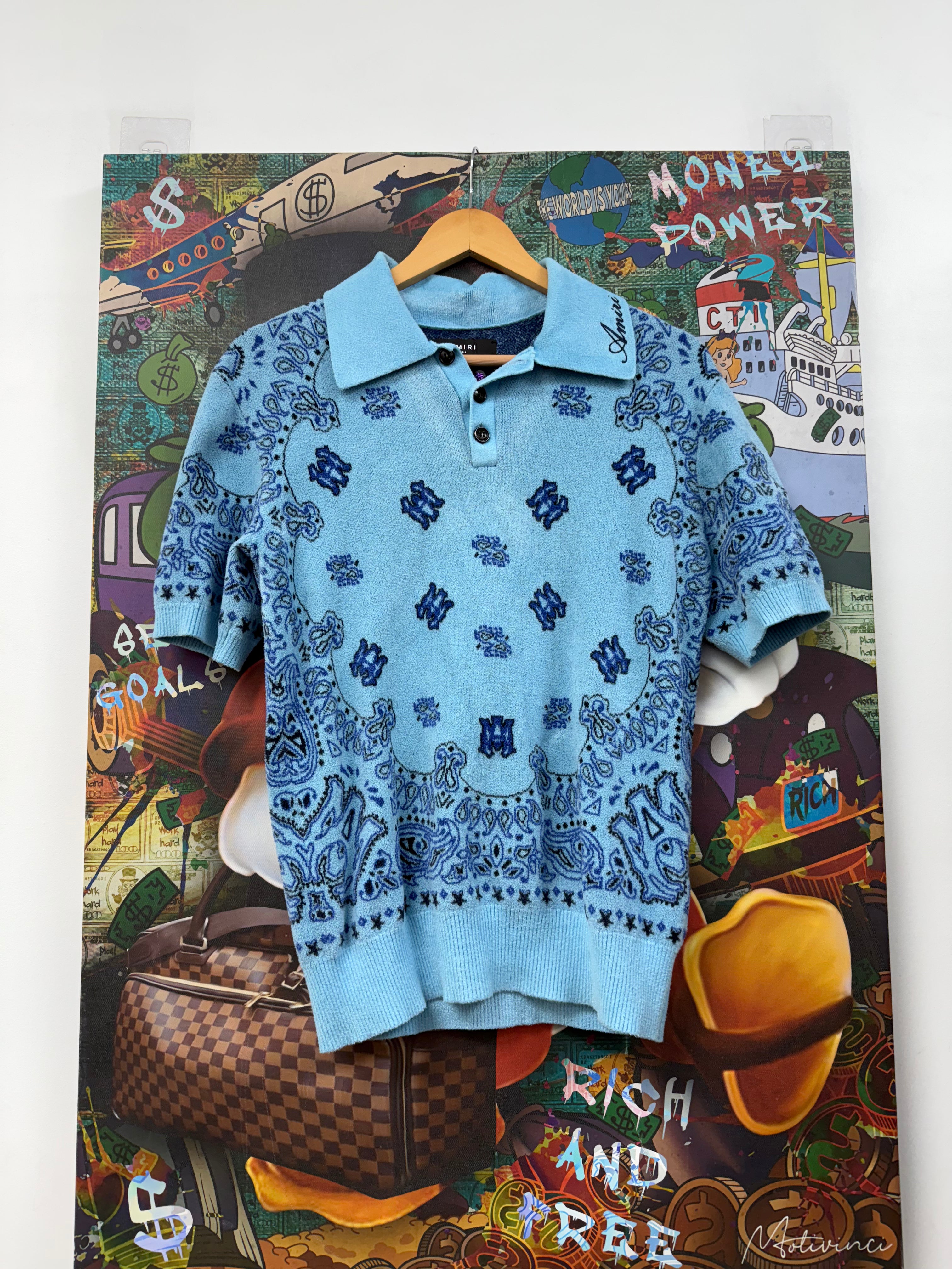 Amiri Blue Cotton Bandana Polo