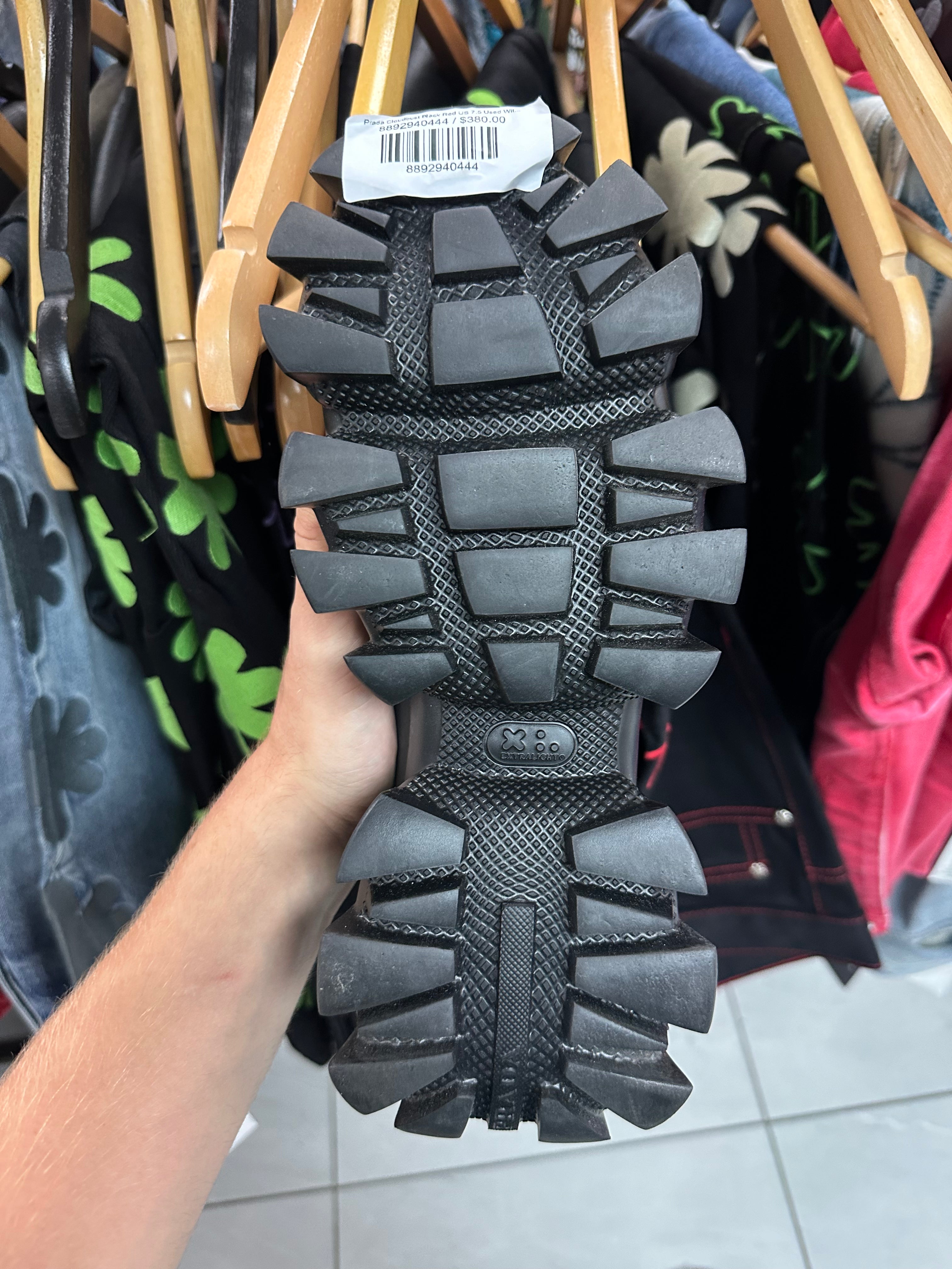 Prada Cloudbust Black Red US 7.5 Used With Box