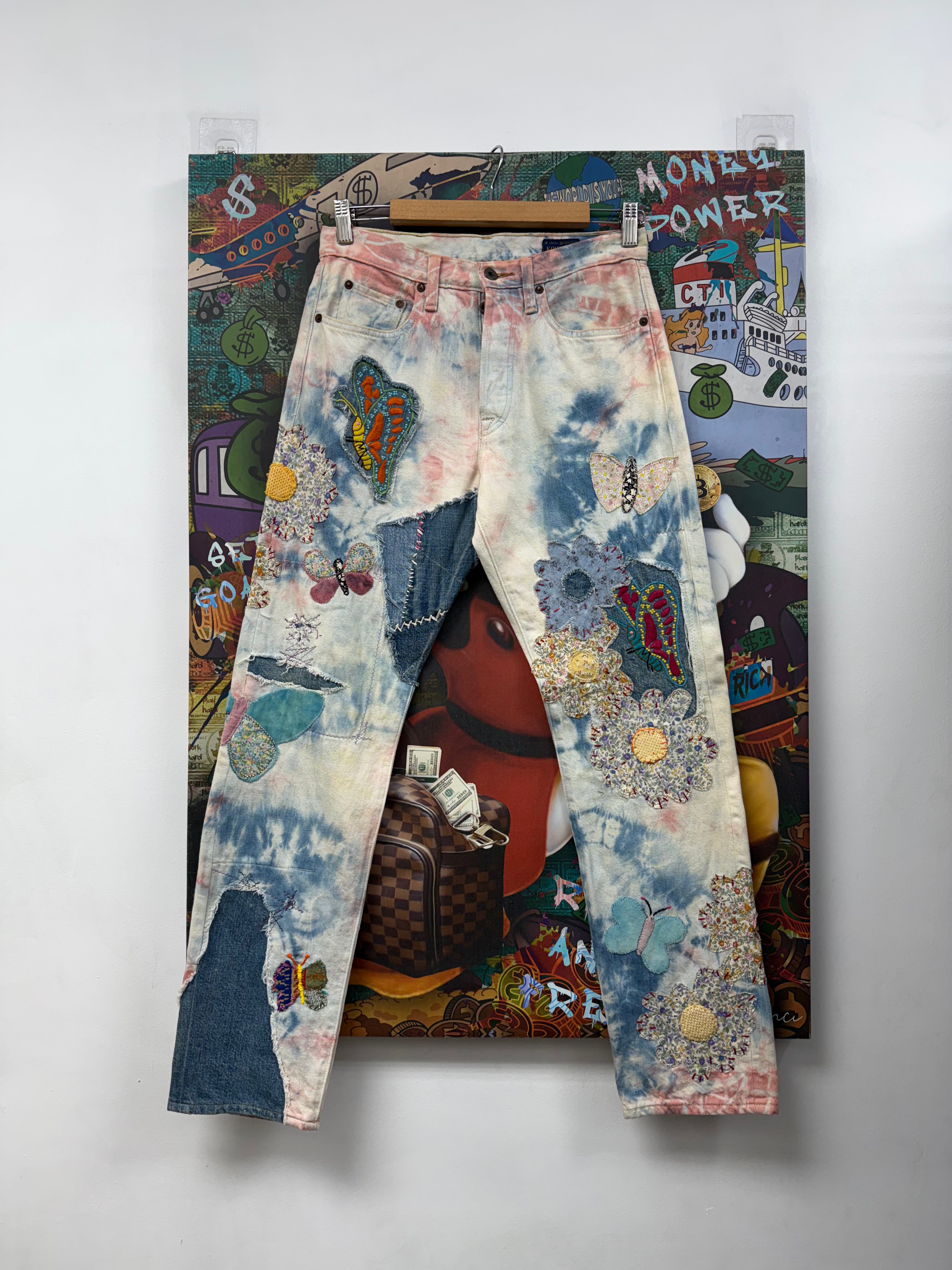 Kapital Multi Color Butterfly Patchwork Jeans