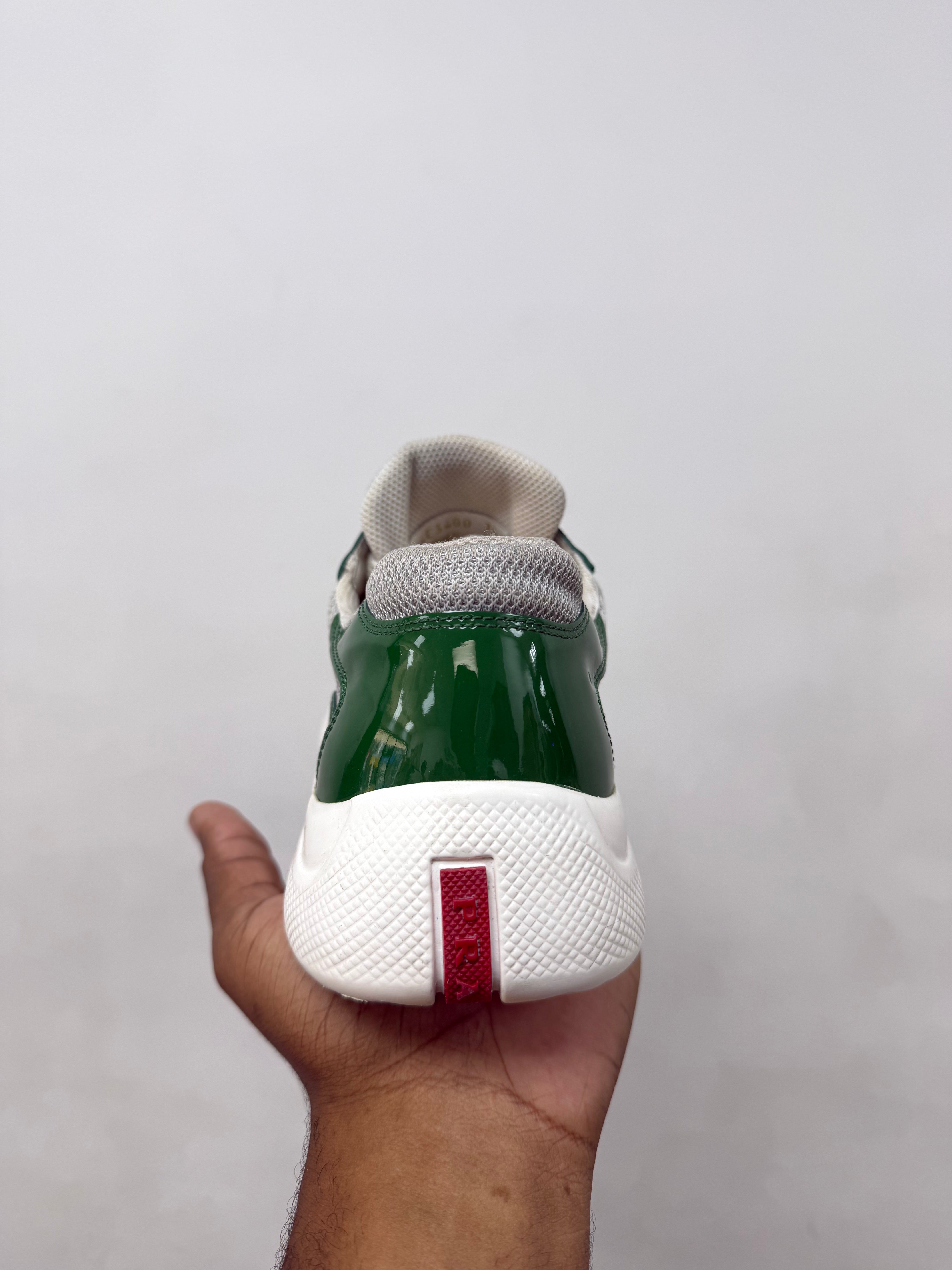 Prada green White Patent Cup Sneakers