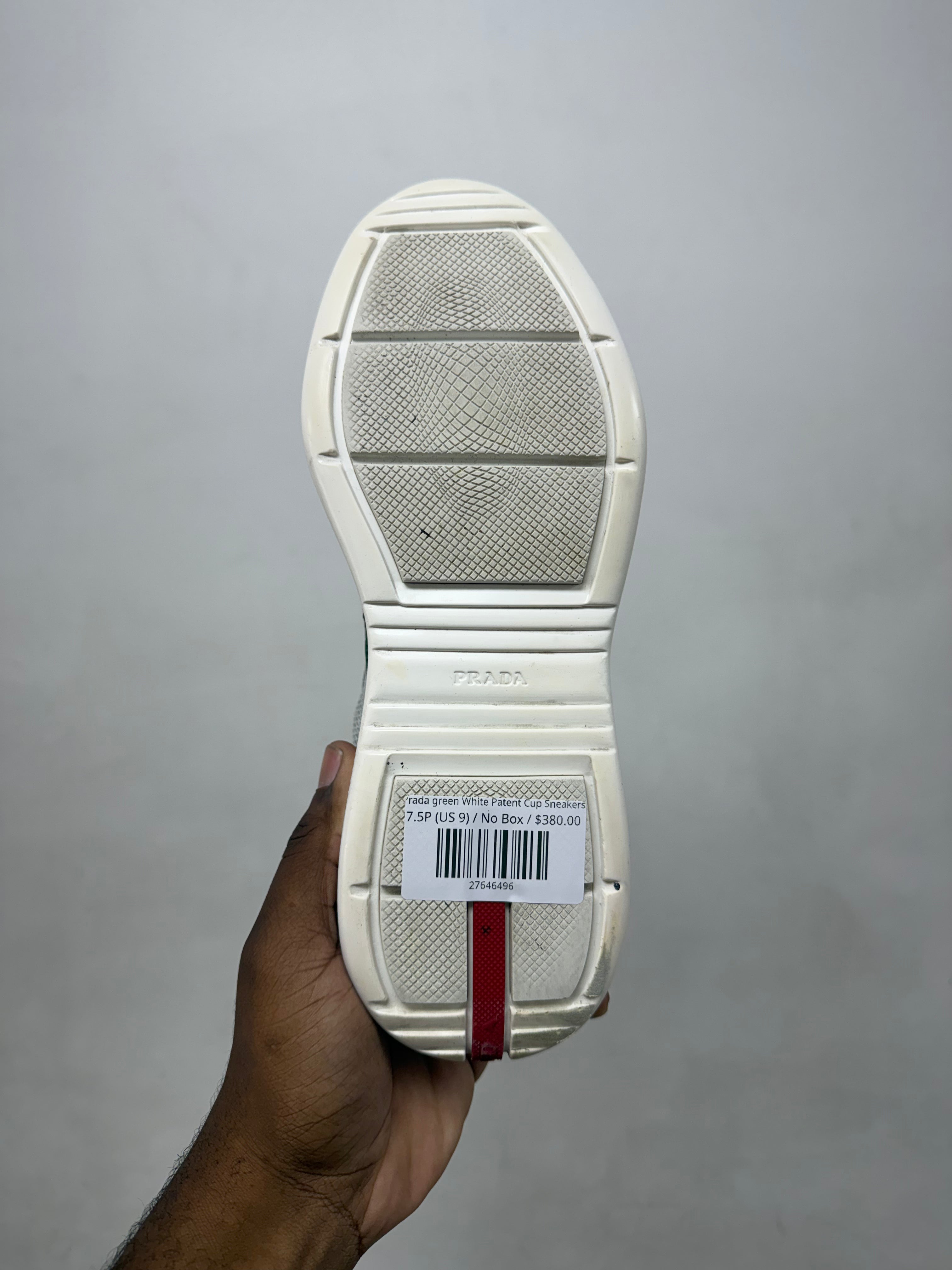 Prada green White Patent Cup Sneakers