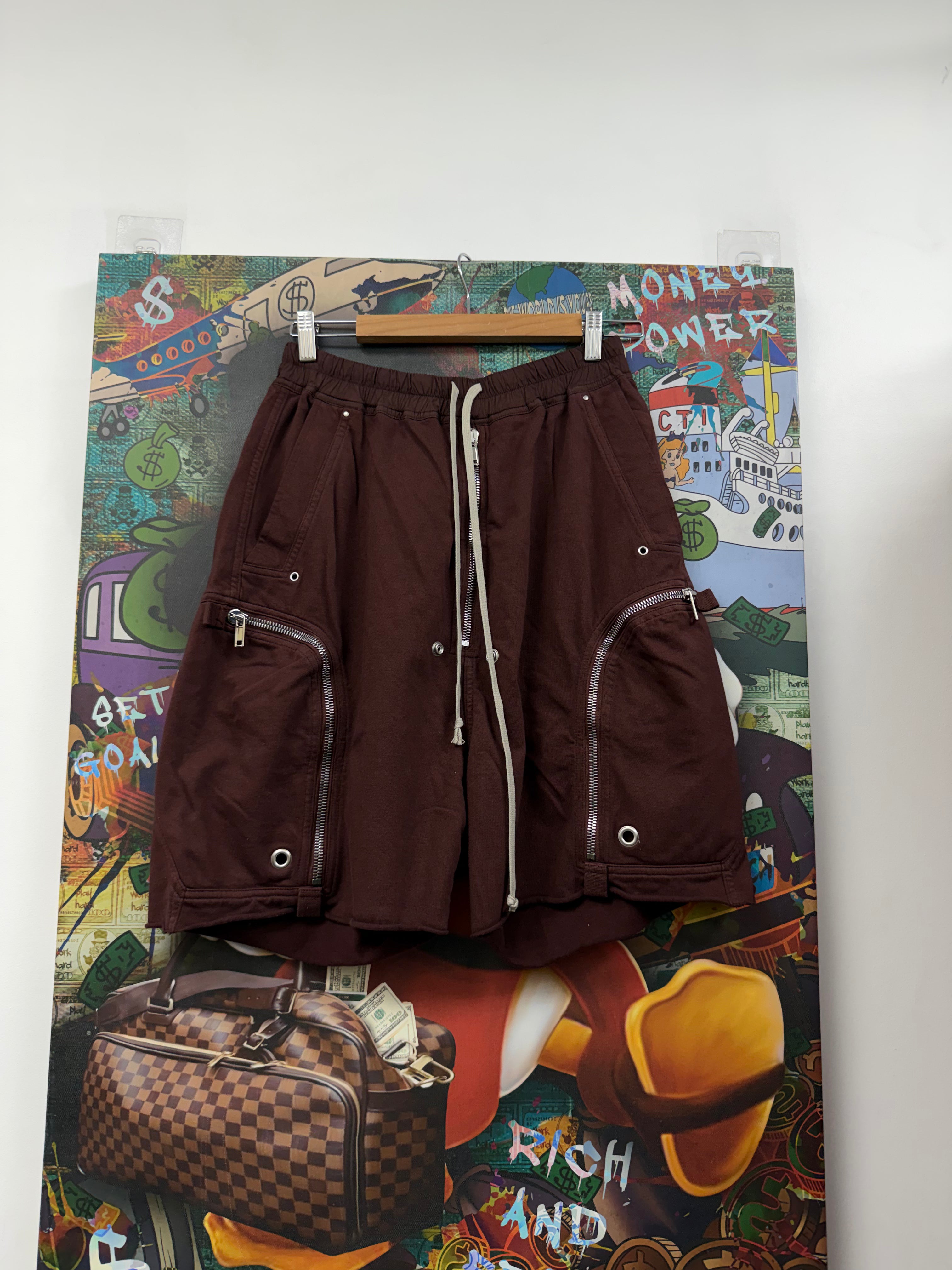 Rick Owens Scab Burgundy Bauhaus Sweat Shorts