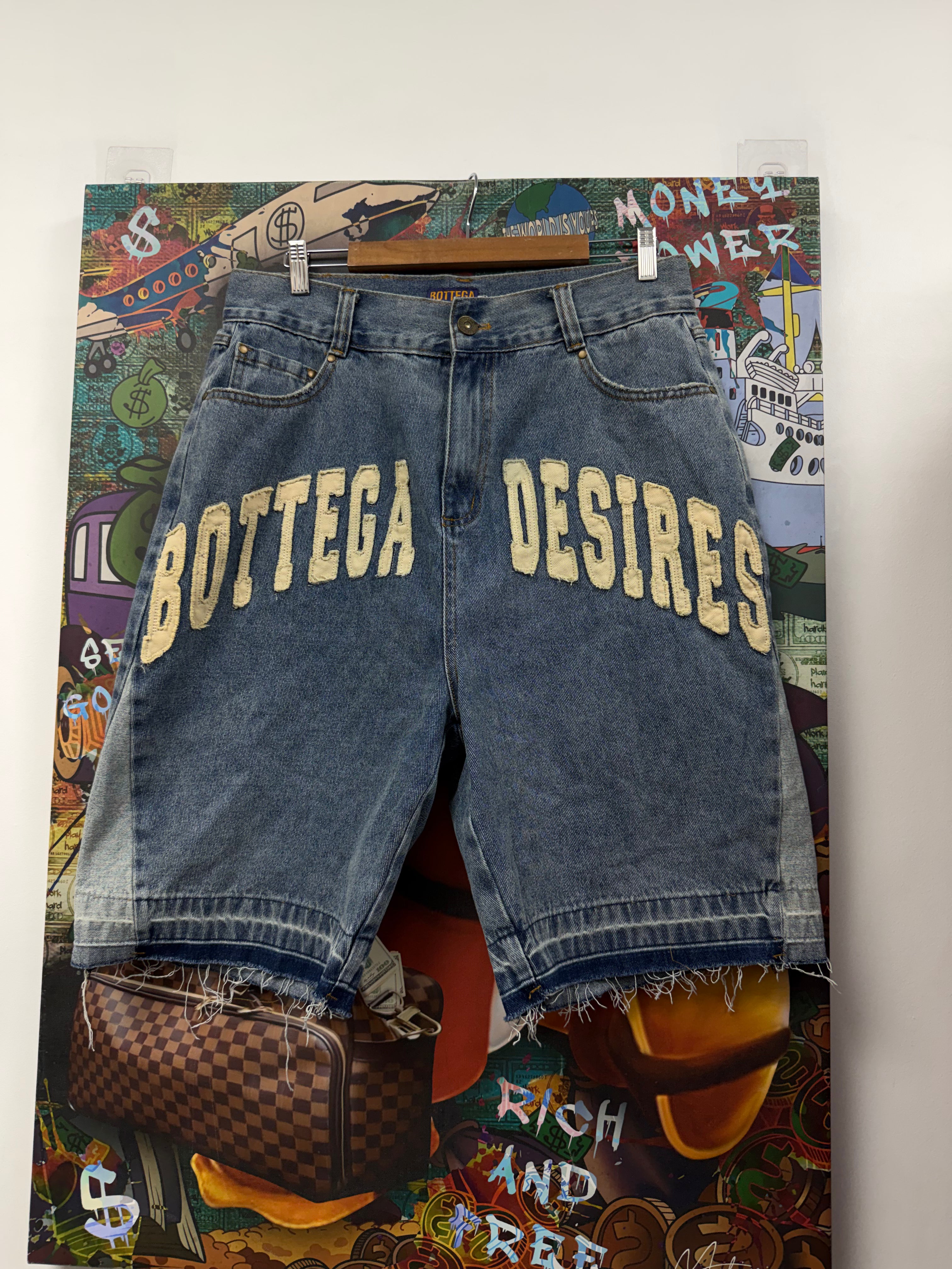 Bottega Desires Light Wash Denim Shorts